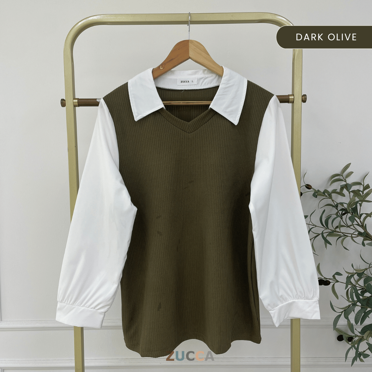 Stacy Ribbed Knit Attached Women Blouse - DM122 Korean Style