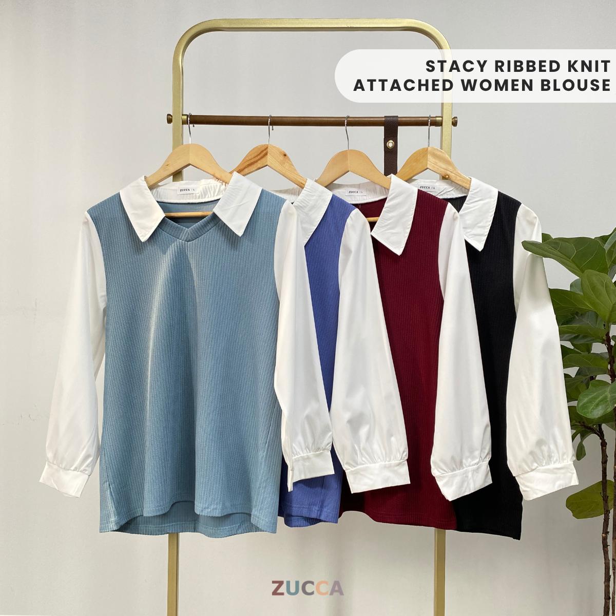 Stacy Ribbed Knit Attached Women Blouse - DM122 Korean Style