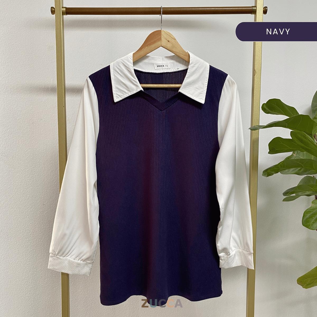 Stacy Ribbed Knit Attached Women Blouse - DM122 Korean Style