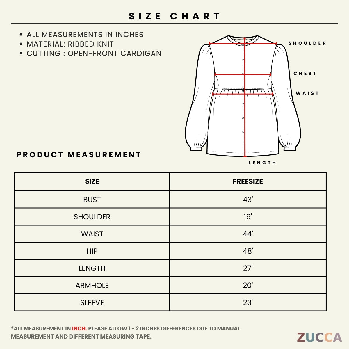 ZUCCA FAHIMA RELAXED FIT RIBBED CARDIGAN - DM128 OUTER BLOUSE