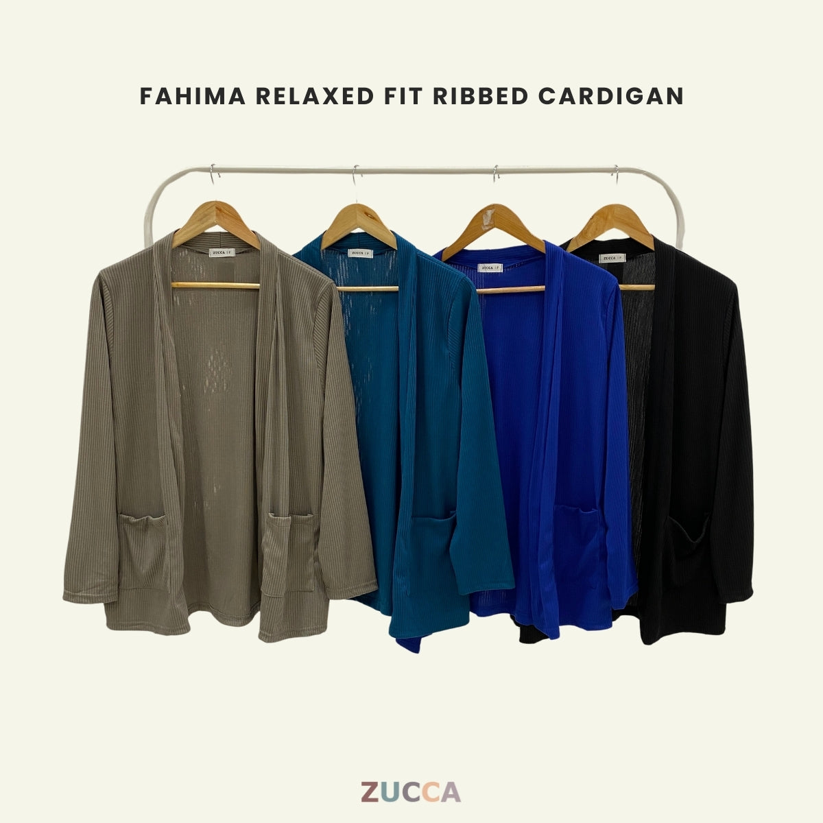 ZUCCA FAHIMA RELAXED FIT RIBBED CARDIGAN - DM128 OUTER BLOUSE