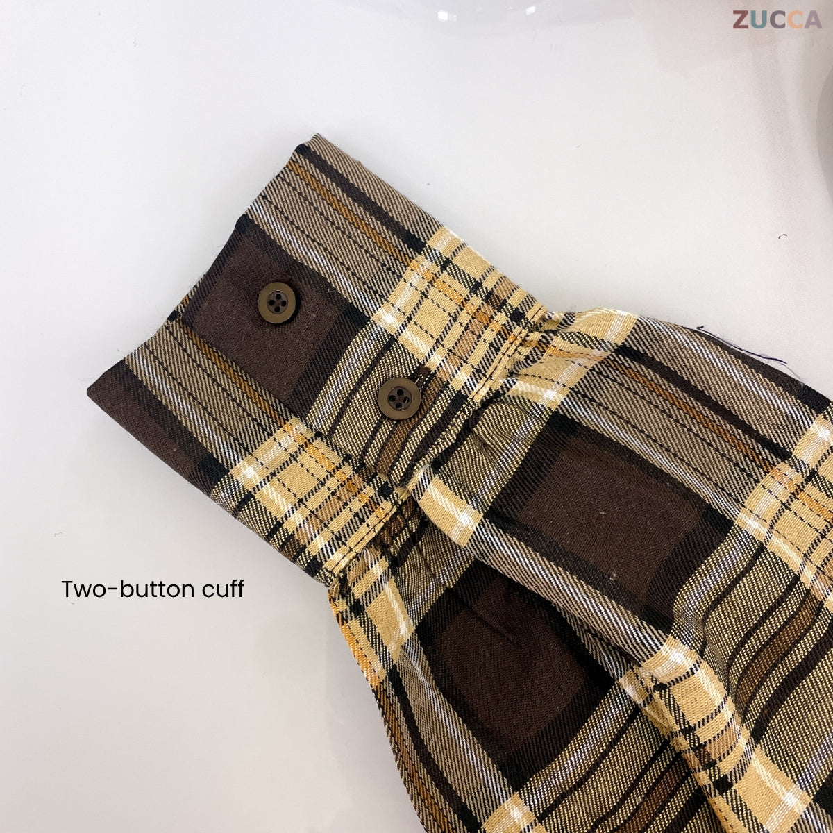 ZUCCA TASHA HALF BUTTON CHECKERED BLOUSE - DM130