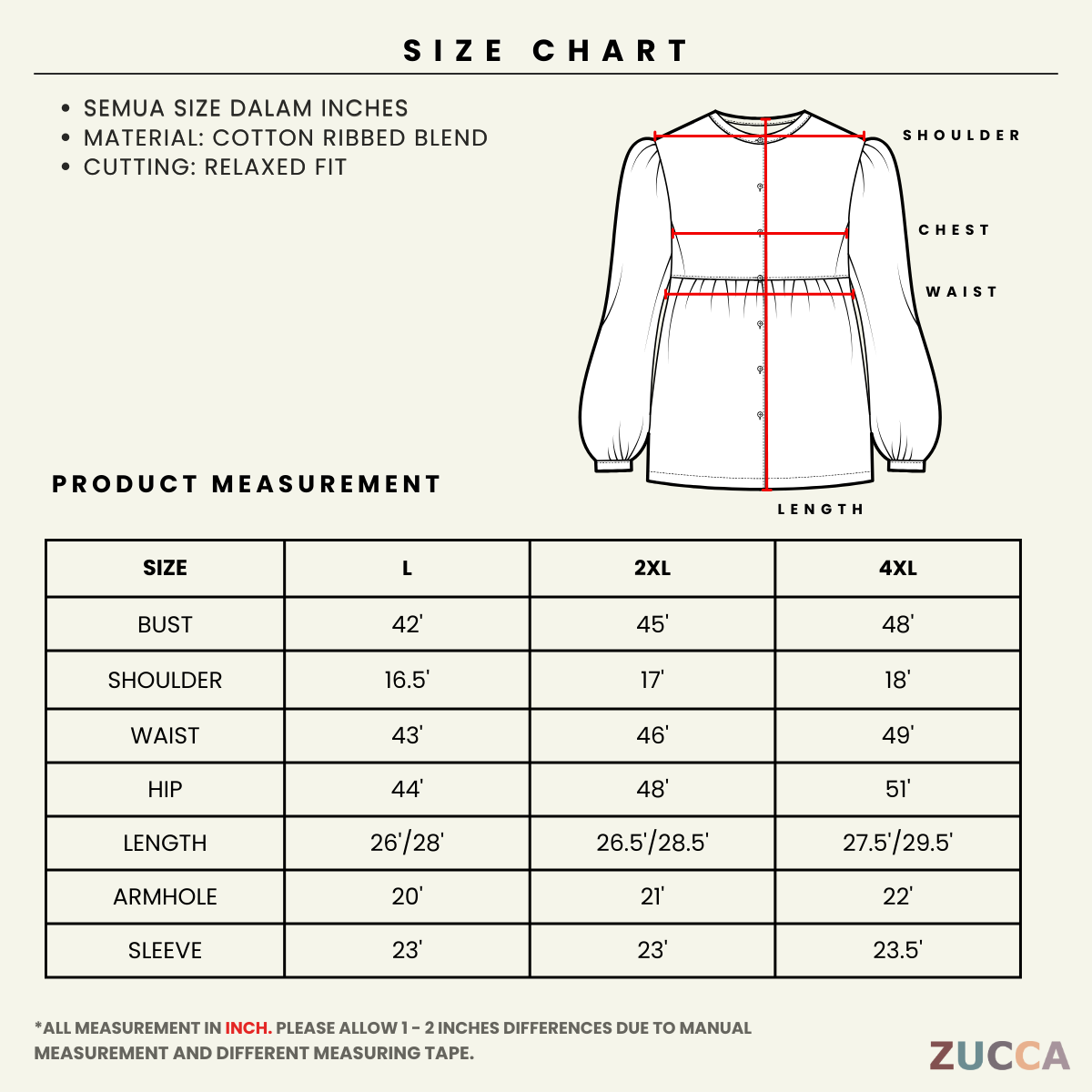 ZUCCA ADISA CASUAL BLOUSE WITH EMBROIDERY DESIGN - DM140