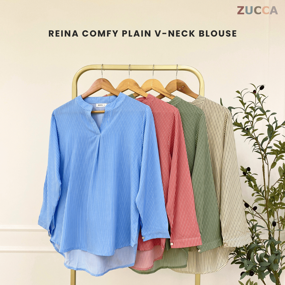 ZUCCA REINA COMFY PLAIN V-NECK BLOUSE - DM144