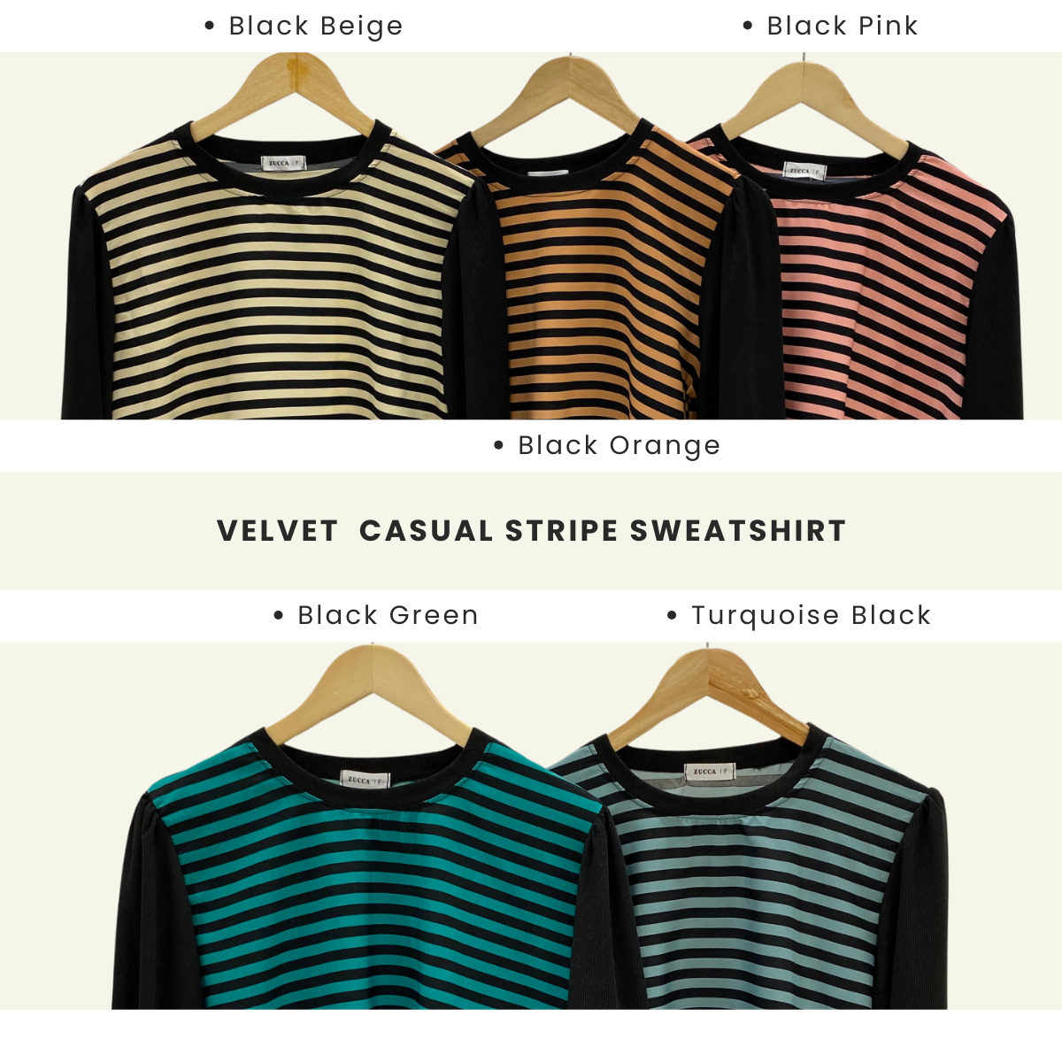 Velvet Casual Stripe Sweatshirt - DM146