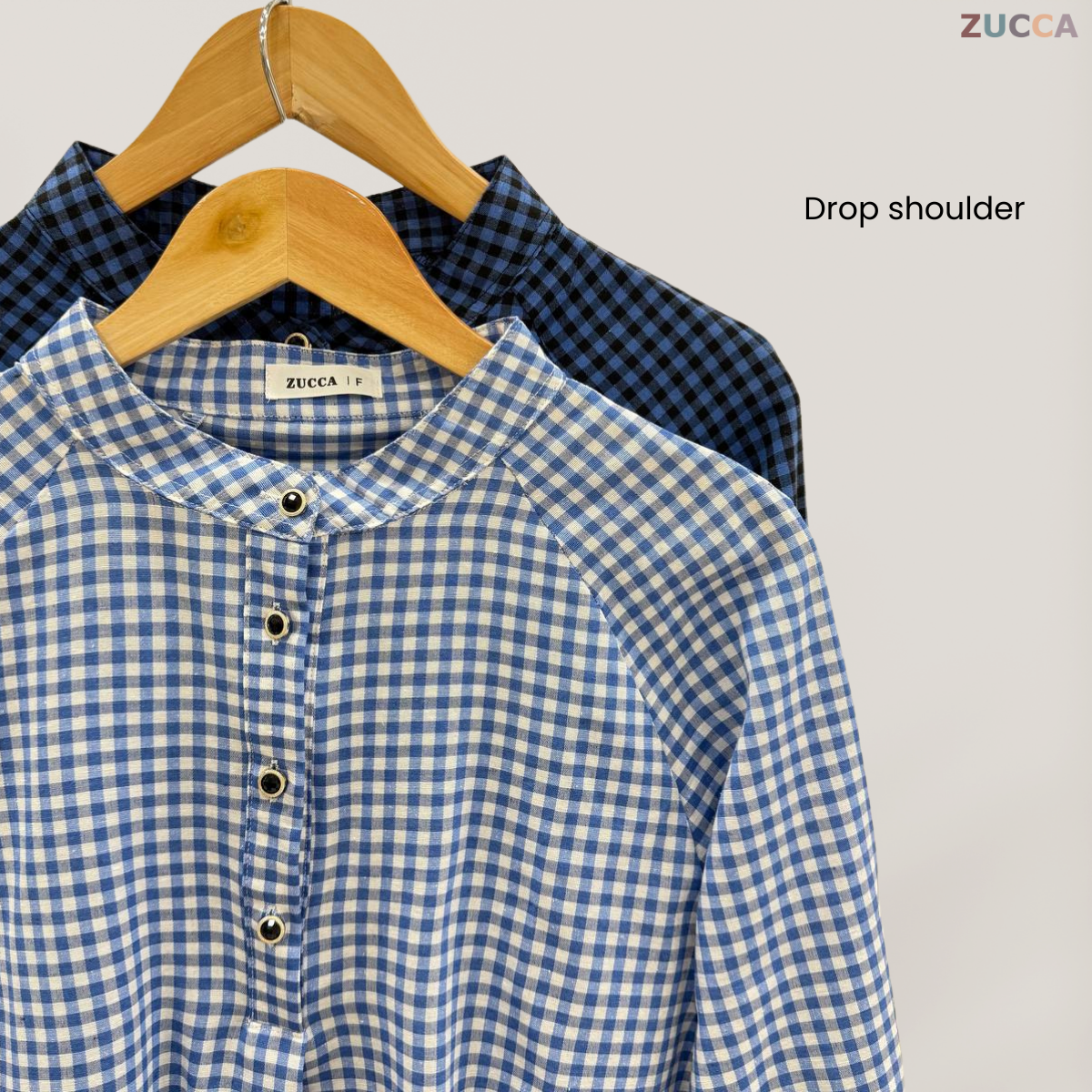 Lily Half Button Gingham Women Blouse - DM149