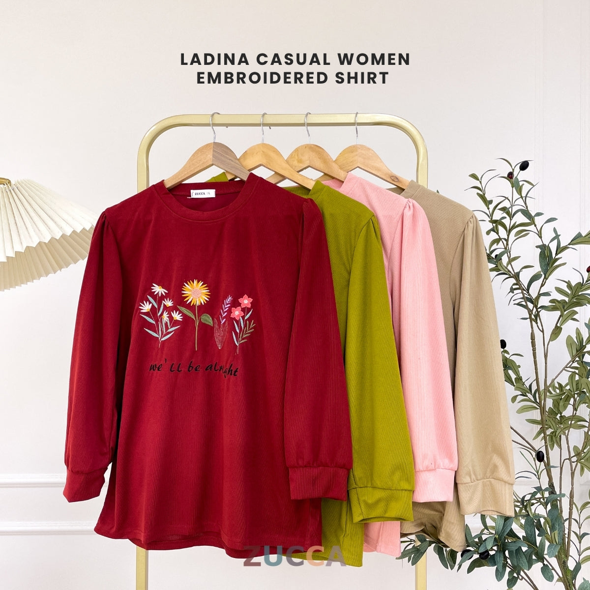 ZUCCA LADINA PEREMPUAN KASUAL EMBROIDERED SHIRT LONG SLEEVE- DM165
