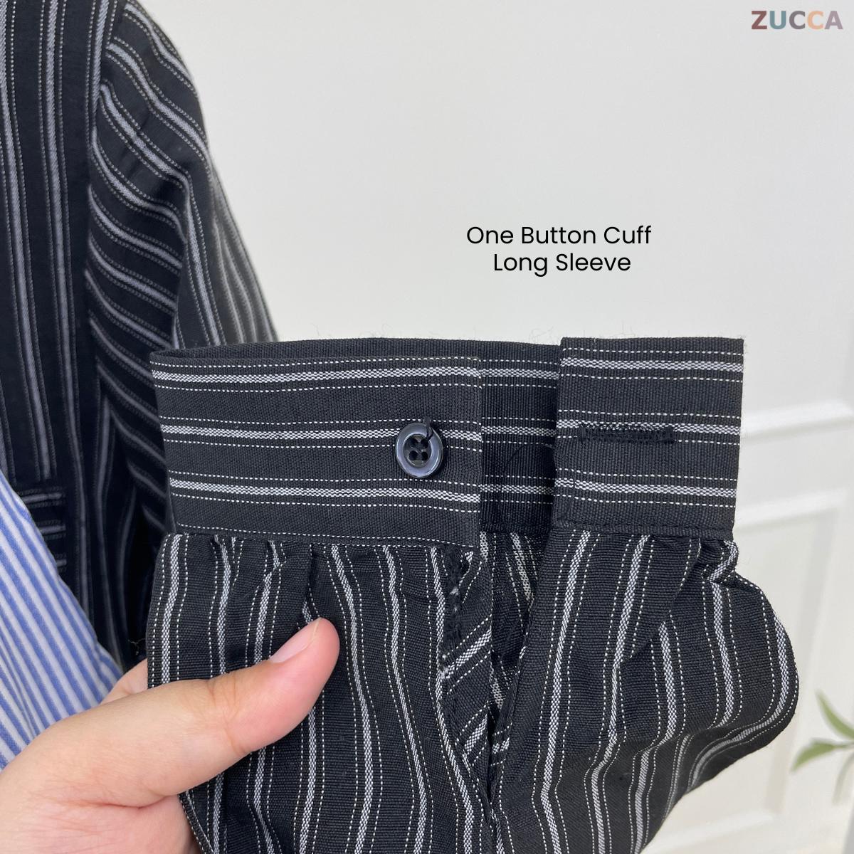 ZUCCA AKINI BLOUS WANITA BERGARIS LEHER V – DM166 (GAYA KOREA)