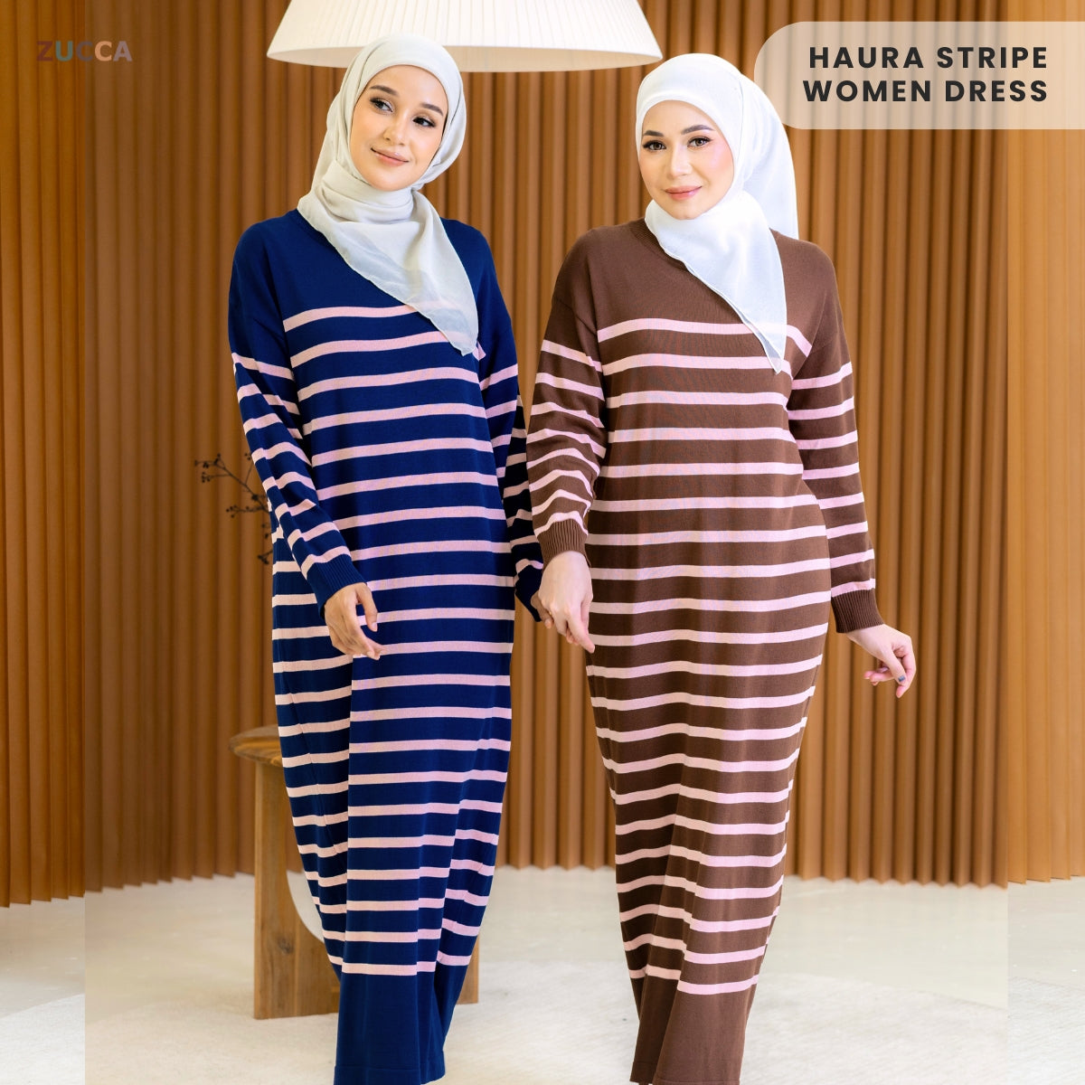 ZUCCA HAURA KNITWEAR DRESS STRIPE WOMEN - DM226 KOREAN STYLE