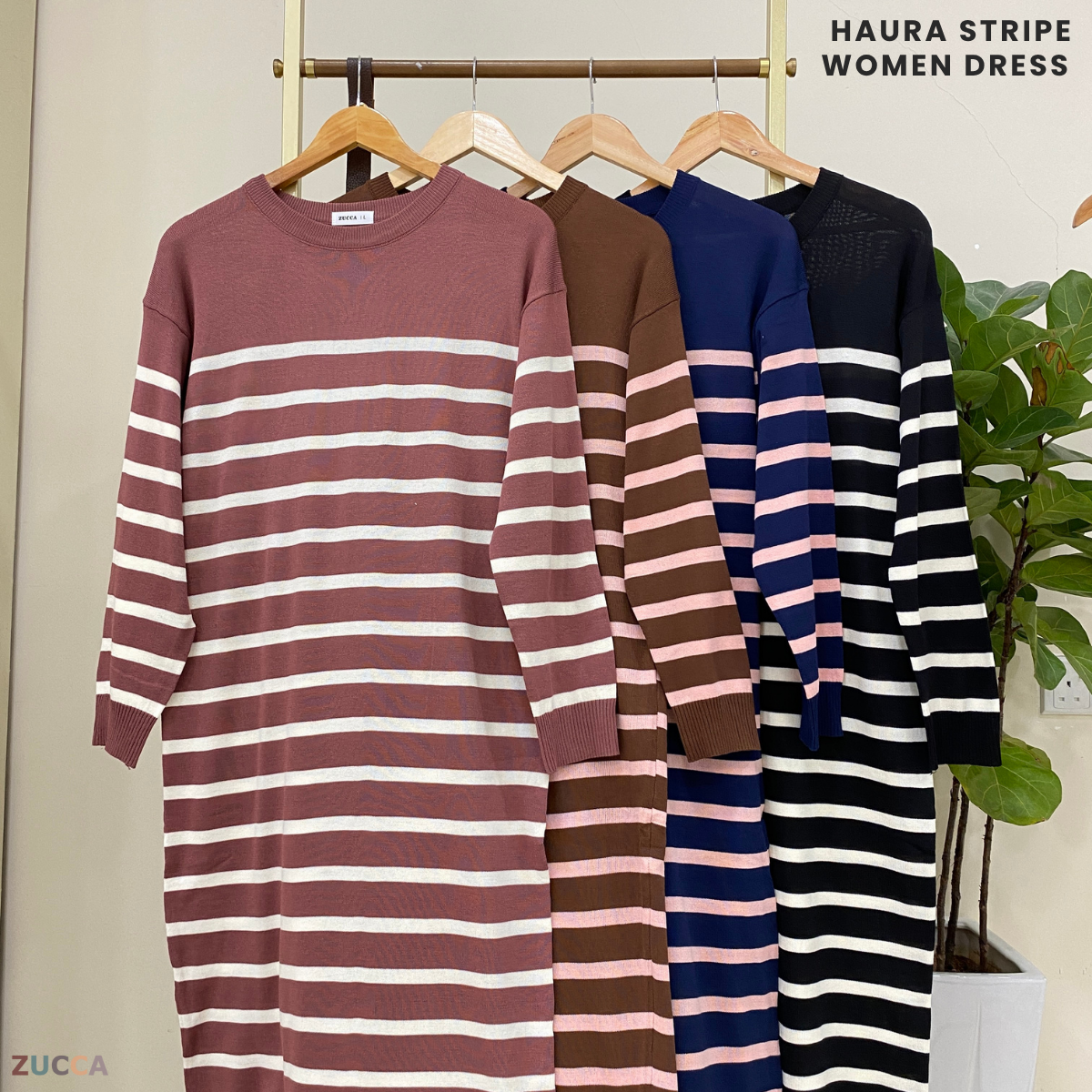 ZUCCA HAURA KNITWEAR DRESS STRIPE WOMEN - DM226 KOREAN STYLE