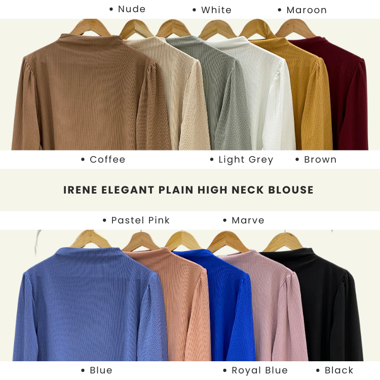 Irene Elegant Plain High Neck Blouse - DM174