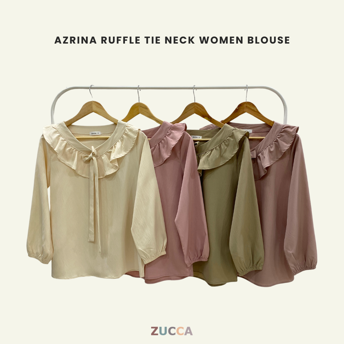 Azrina Ruffle Tie Neck Women Blouse - DM182 Korean Style