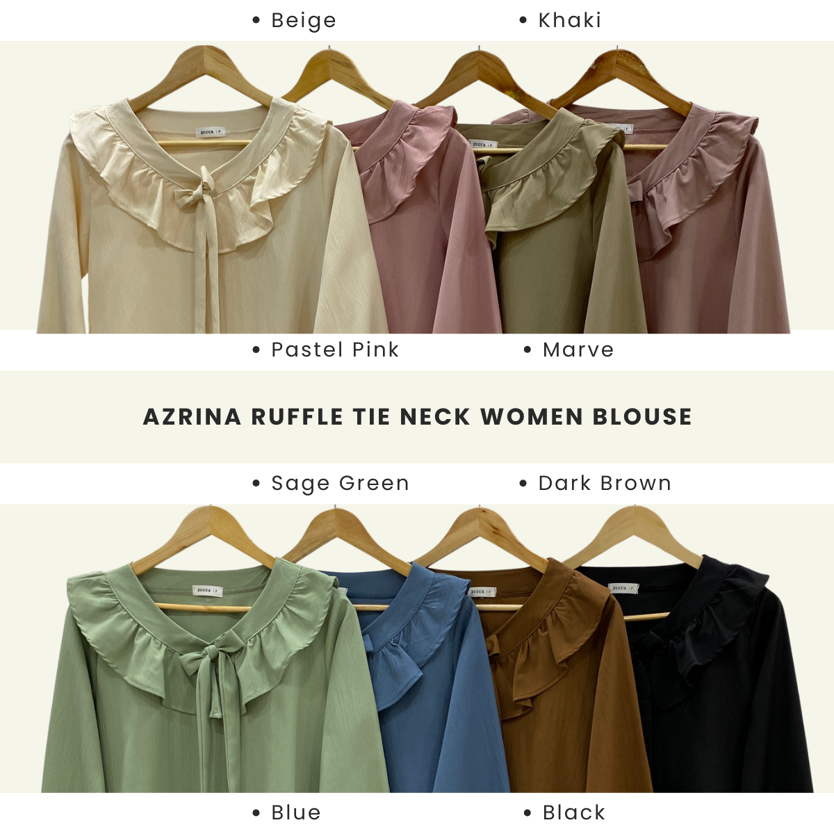 Azrina Ruffle Tie Neck Women Blouse - DM182 Korean Style