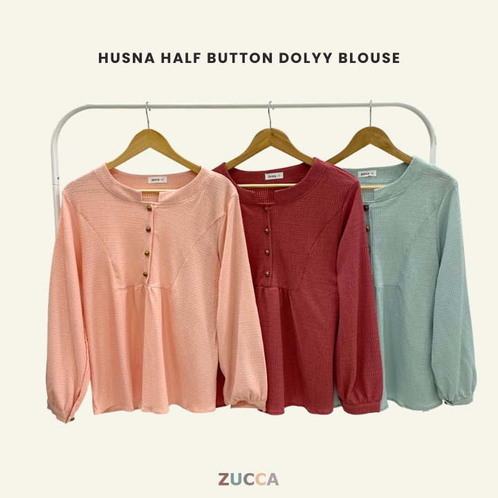 Husna Half Button Dolly Blouse - DM184