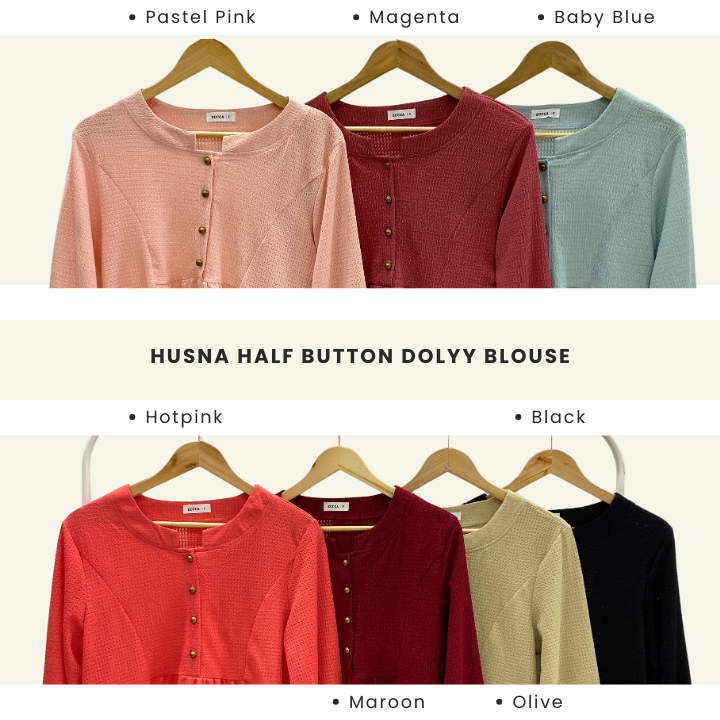 Husna Half Button Dolly Blouse - DM184