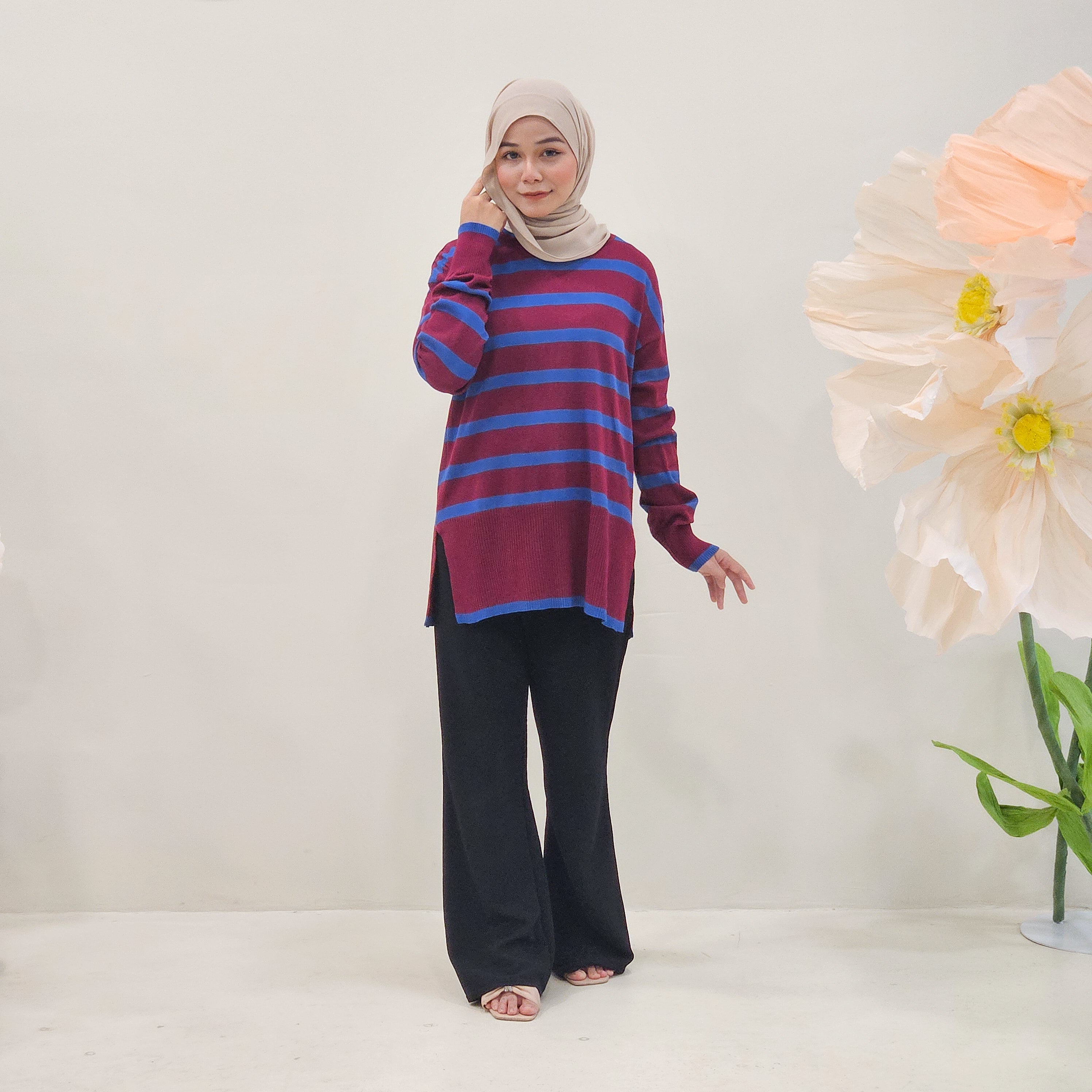 Cerry Striped Knitwear Labuh Wanita DM187