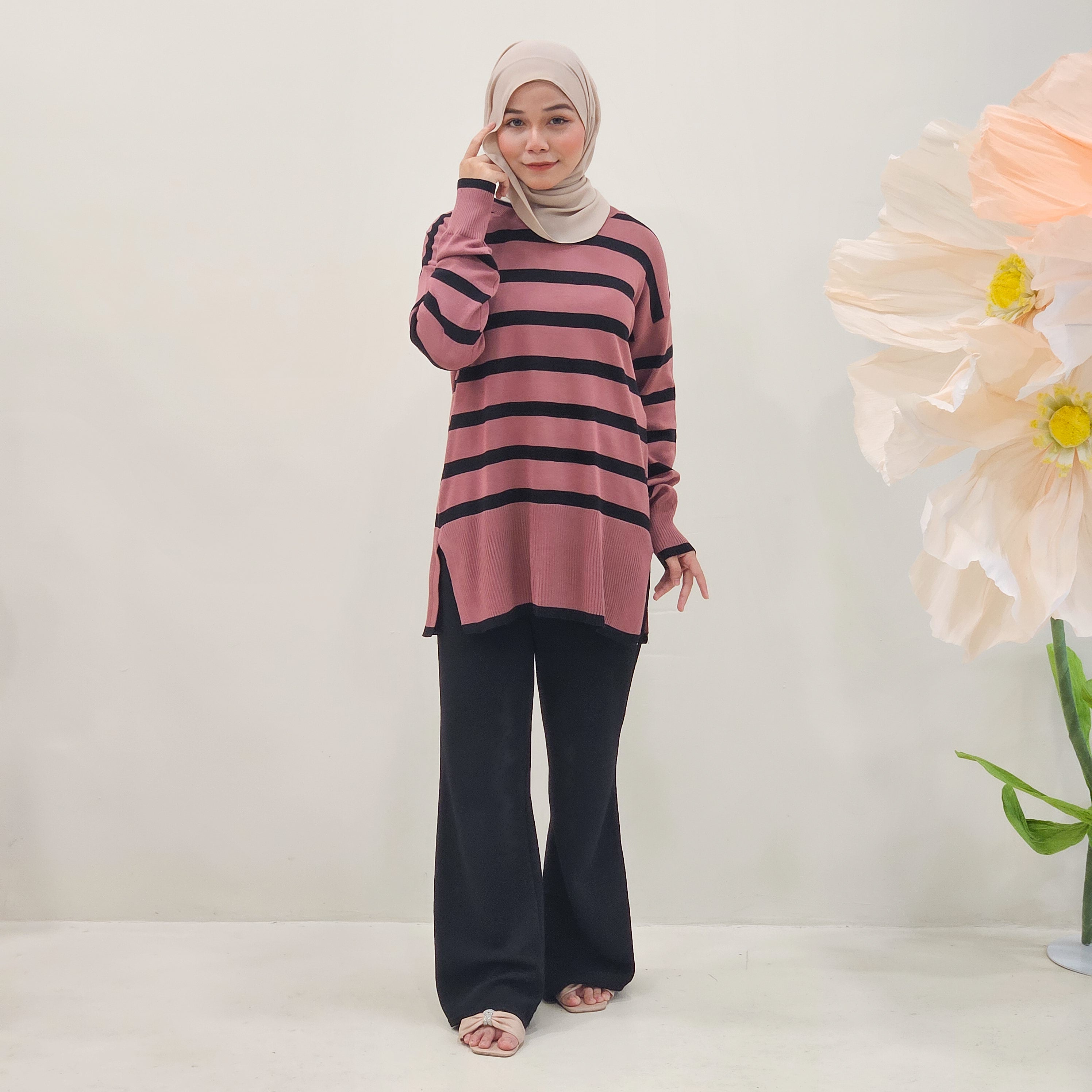 Cerry Striped Knitwear Labuh Wanita DM187