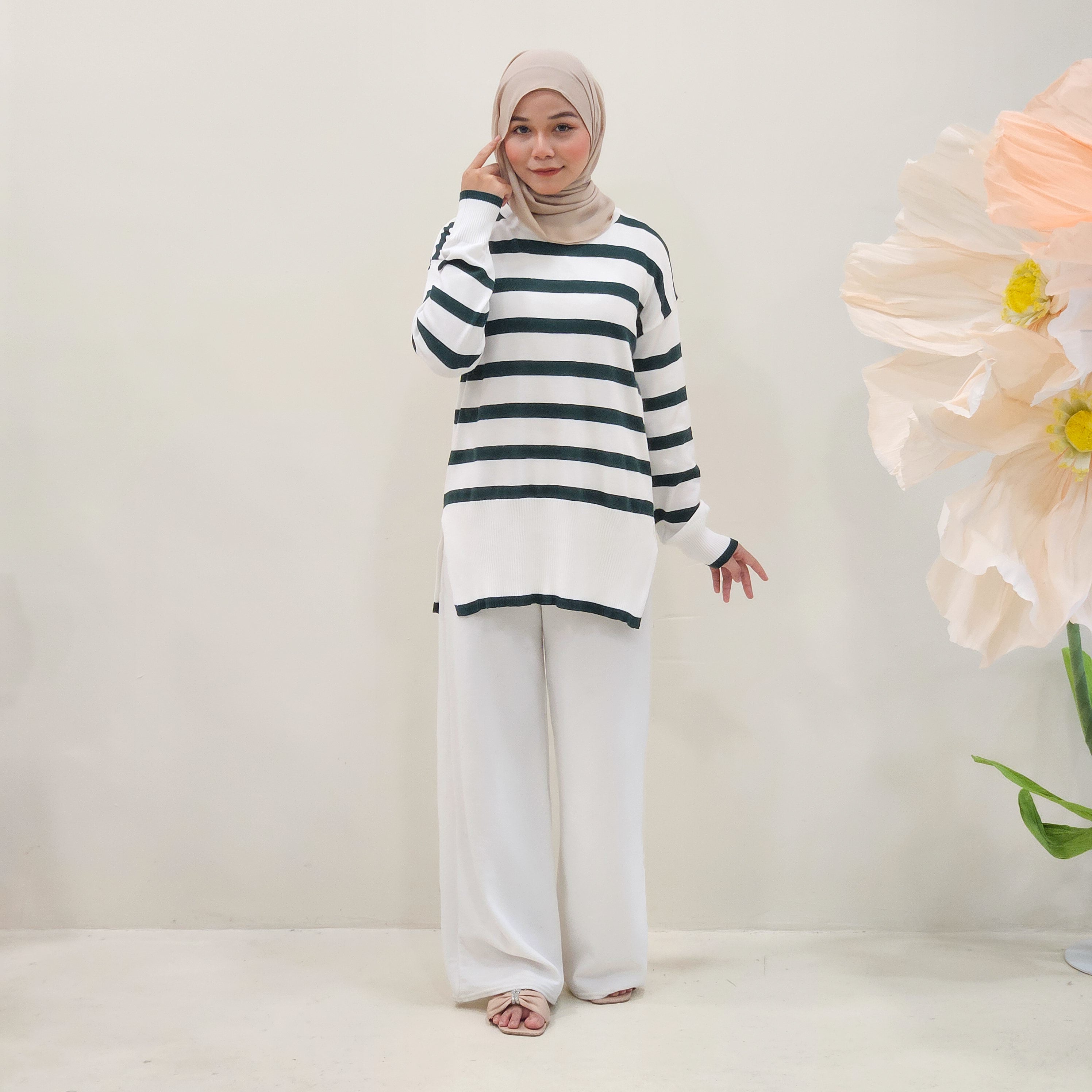 Cerry Striped Knitwear Labuh Wanita DM187