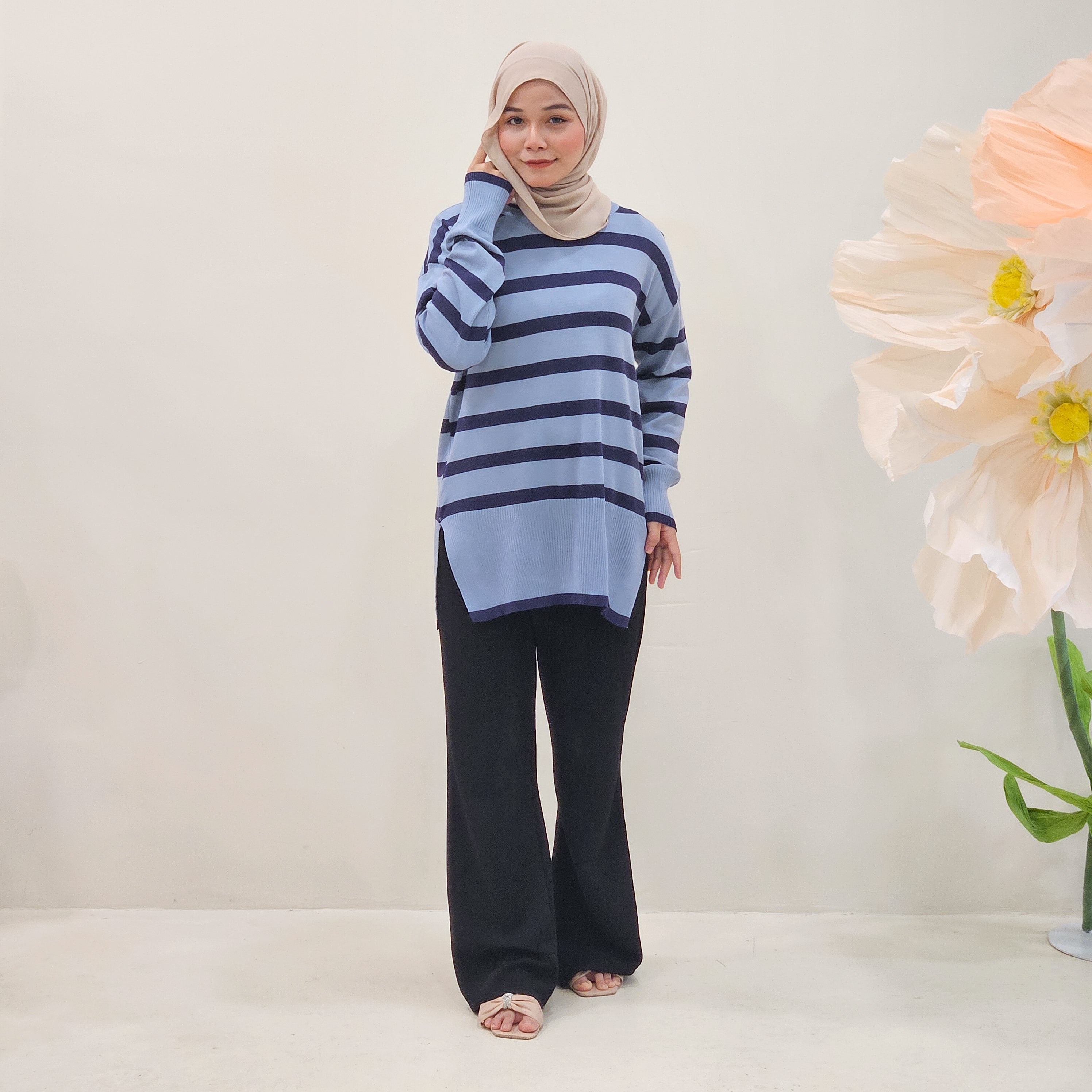 Cerry Striped Knitwear Labuh Wanita DM187