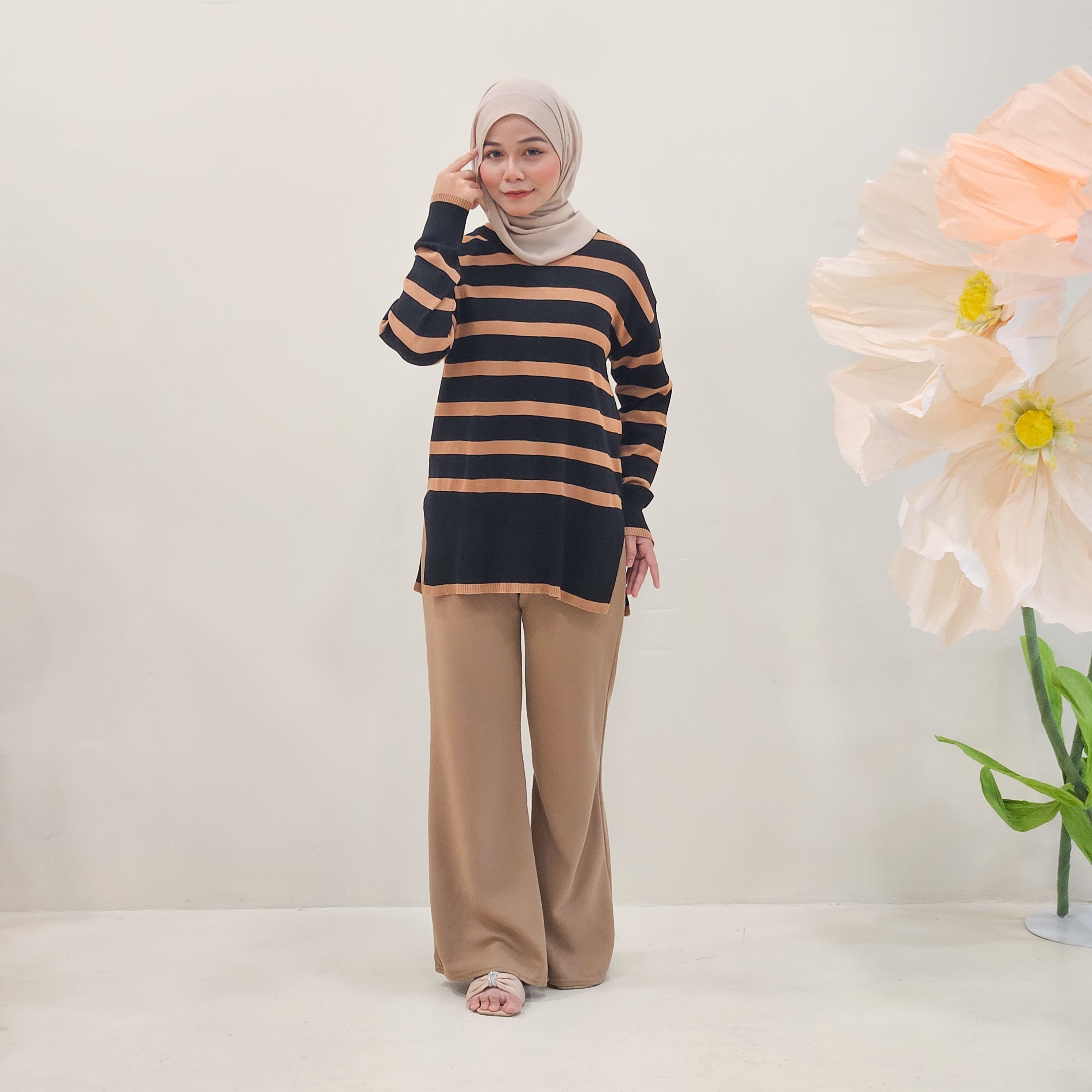 Cerry Striped Knitwear Labuh Wanita DM187