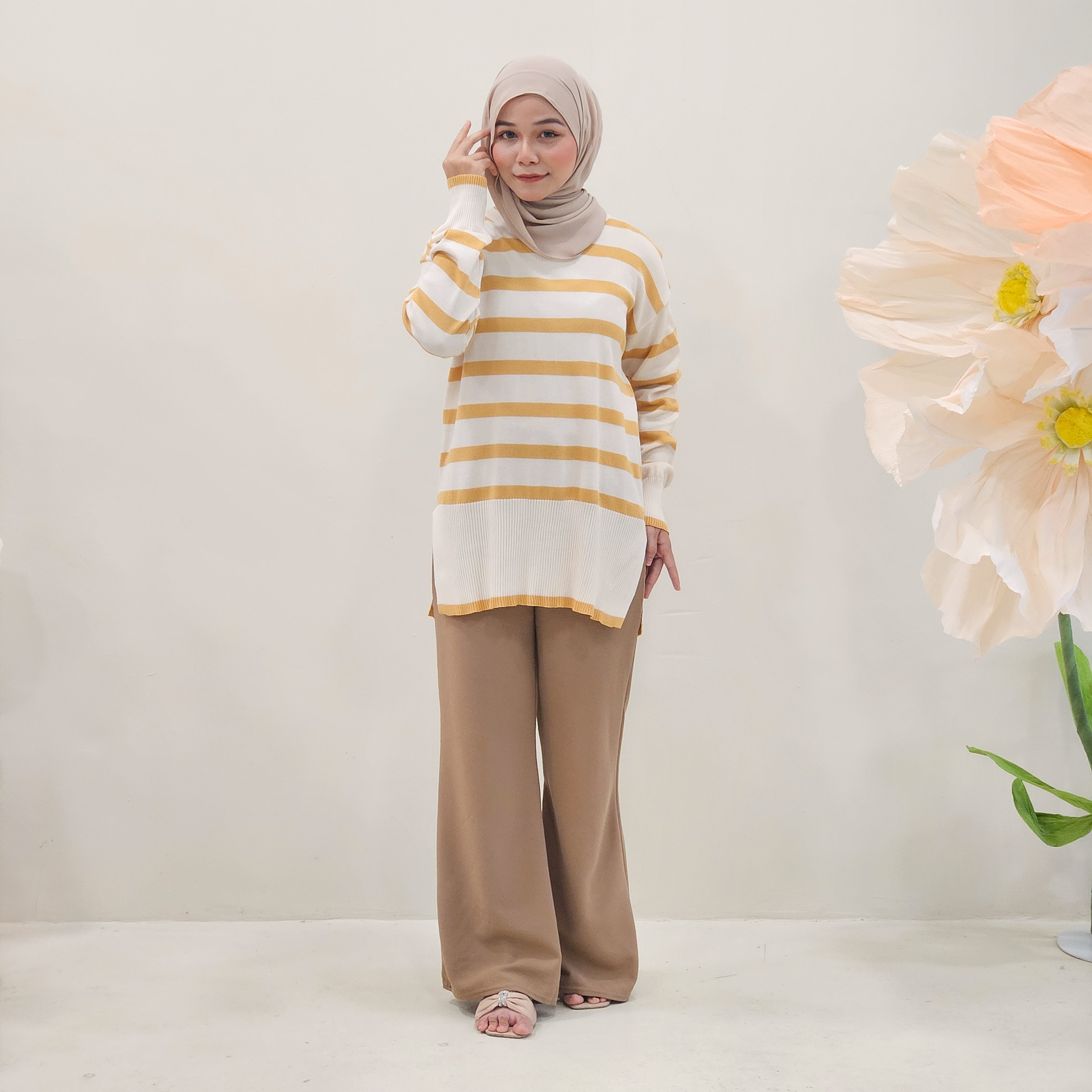 Cerry Striped Knitwear Labuh Wanita DM187