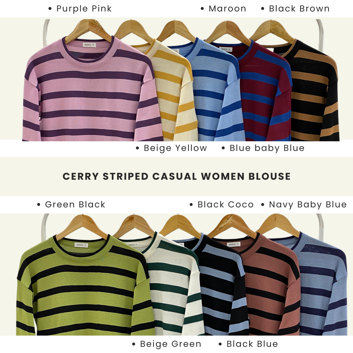 Cerry Striped Knitwear Labuh Wanita DM187