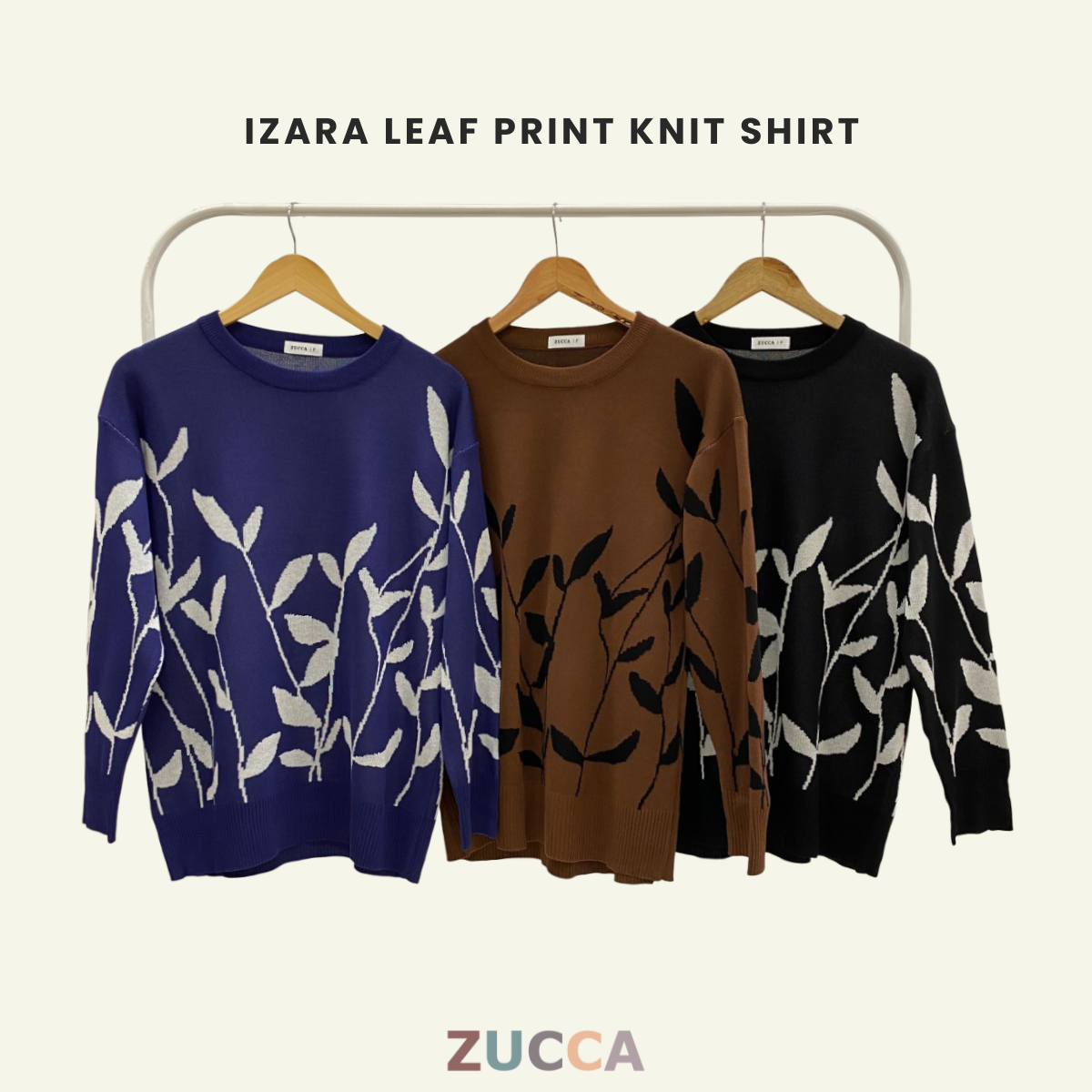 ZUCCA IZARA LEAF PRINT KNIT SHIRT - DM192 KOREAN STYLE