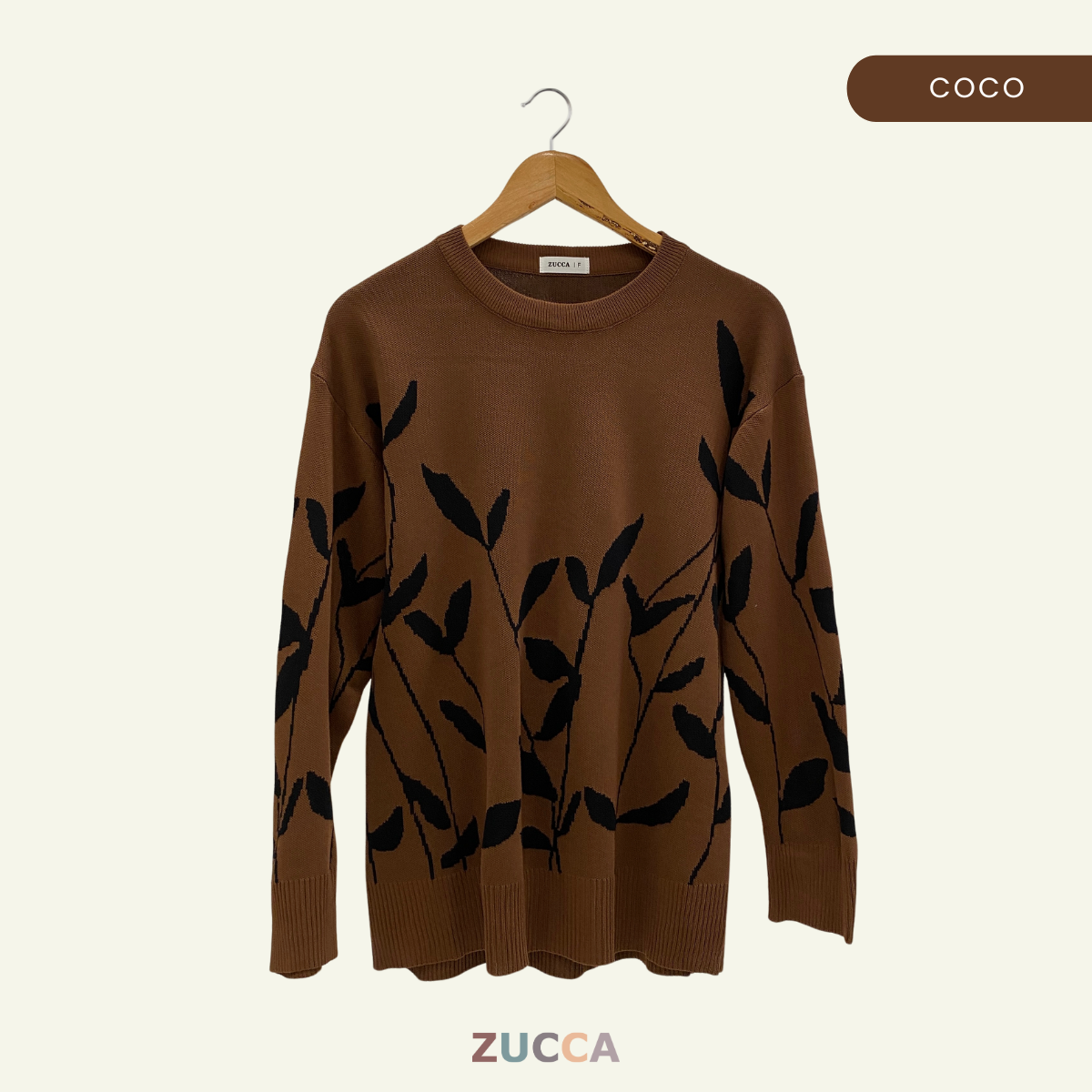 ZUCCA IZARA LEAF PRINT KNIT SHIRT - DM192 KOREAN STYLE