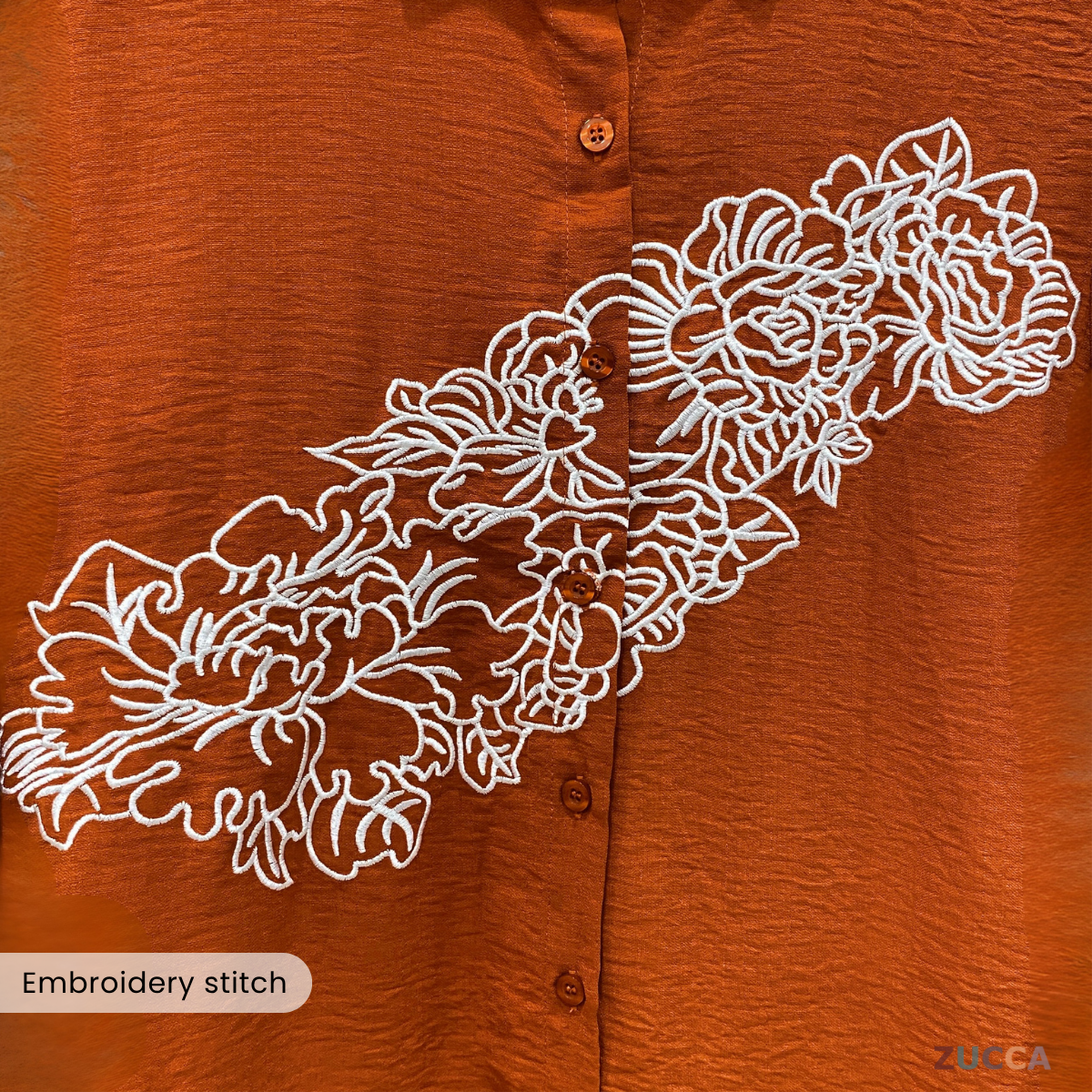 ZUCCA LUNA FLORAL EMBROIDERED BUTTON UP SHIRT - DM196 KOREAN STYLE