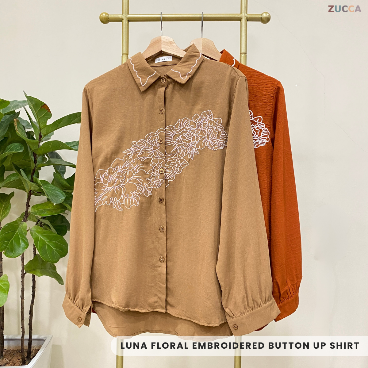 ZUCCA LUNA FLORAL EMBROIDERED BUTTON UP SHIRT - DM196 KOREAN STYLE