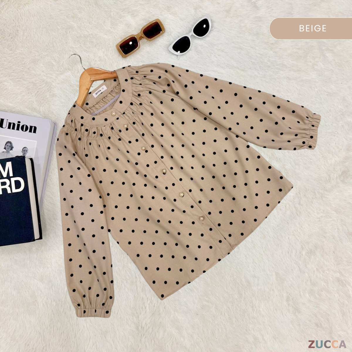 Naila Polka Dot Button Women Blouse - DM215