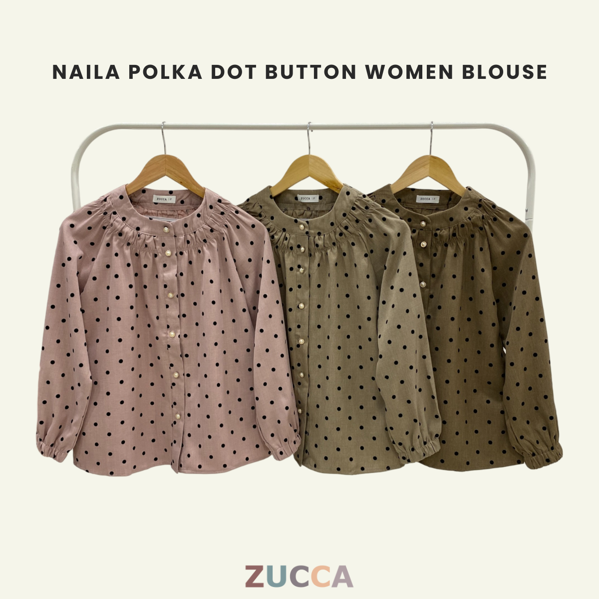 Naila Polka Dot Button Women Blouse - DM215