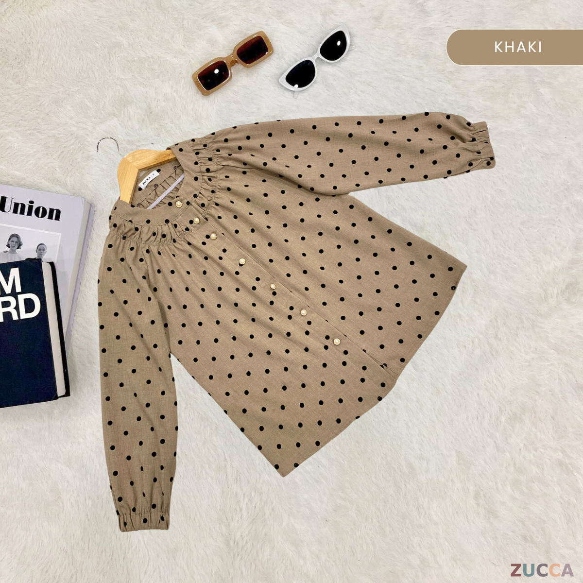 Naila Polka Dot Button Women Blouse - DM215