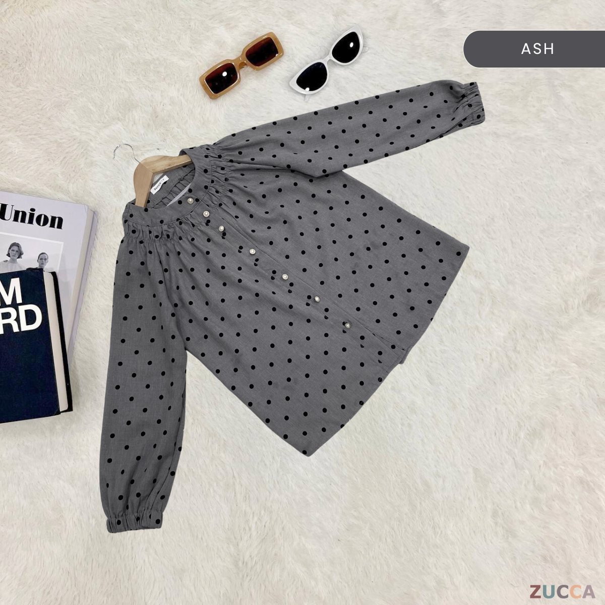 Naila Polka Dot Button Women Blouse - DM215