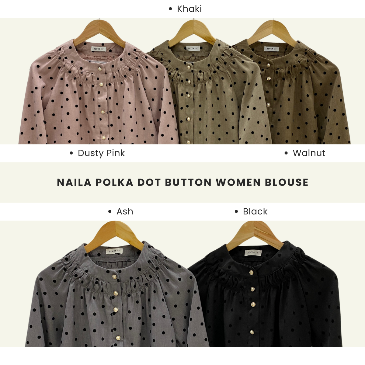 Naila Polka Dot Button Women Blouse - DM215