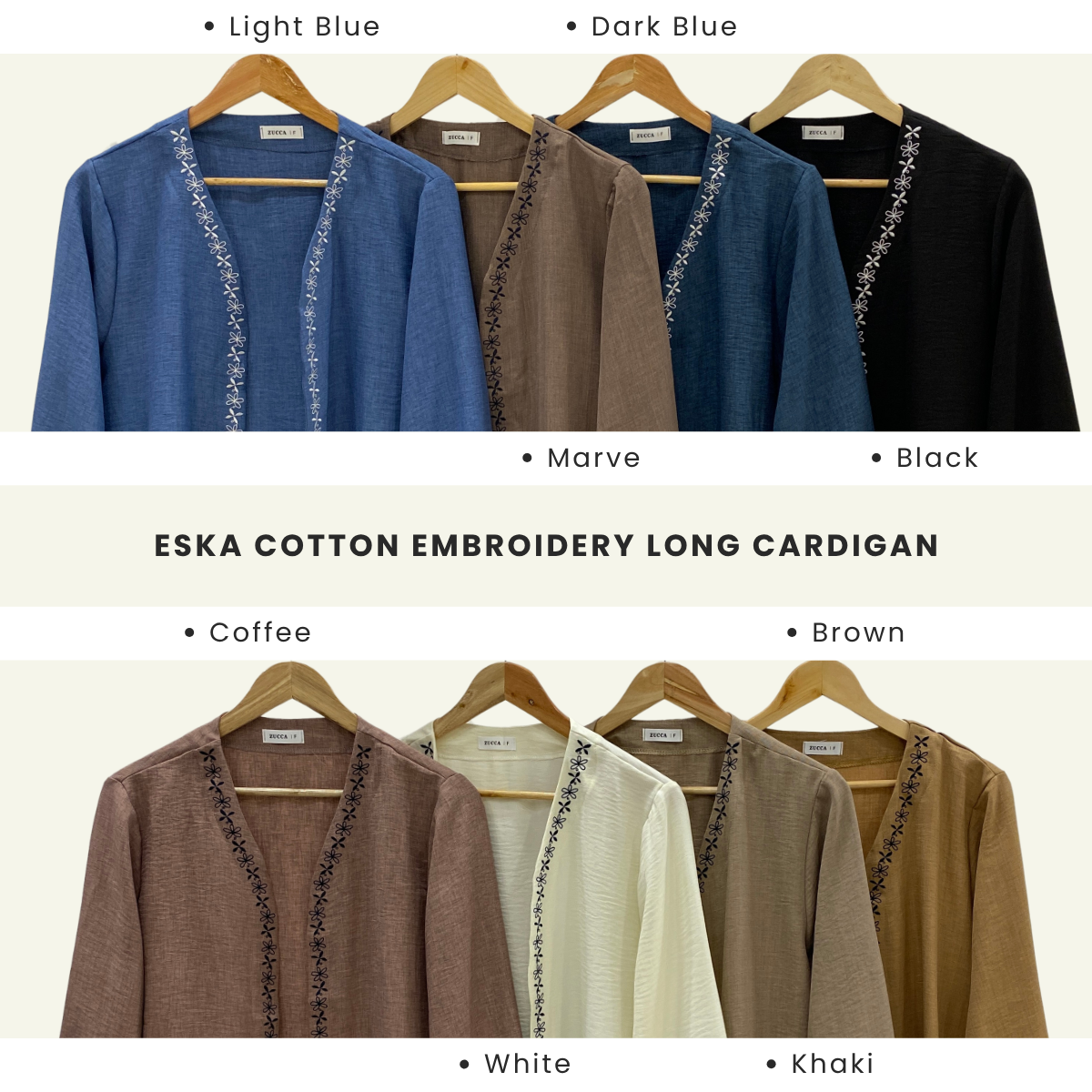ZUCCA ESKA COTTON EMBROIDERY LONG CARDIGAN - DM201
