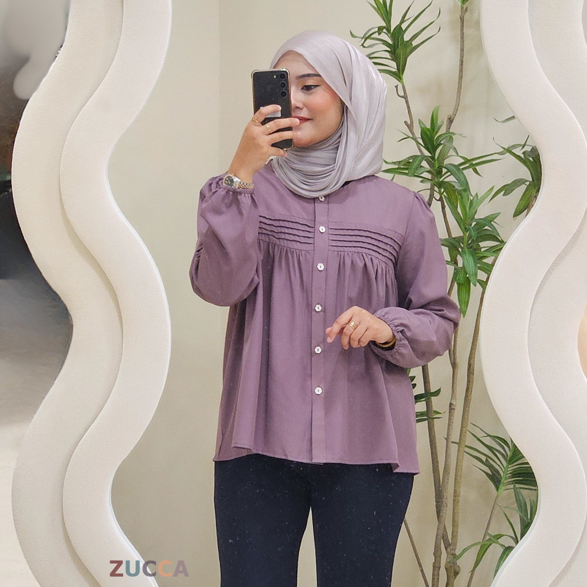 Aliya Cotton Dolly Button Up Pleated Blouse - DM219