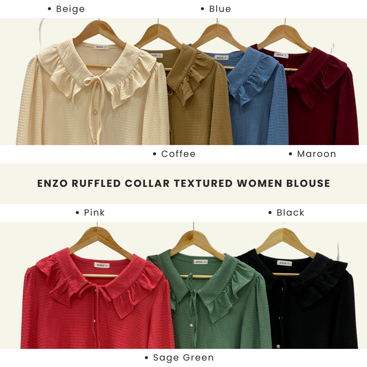 Enzo Cute Ruffled Collar Ribbon Women Blouse Korean DM221