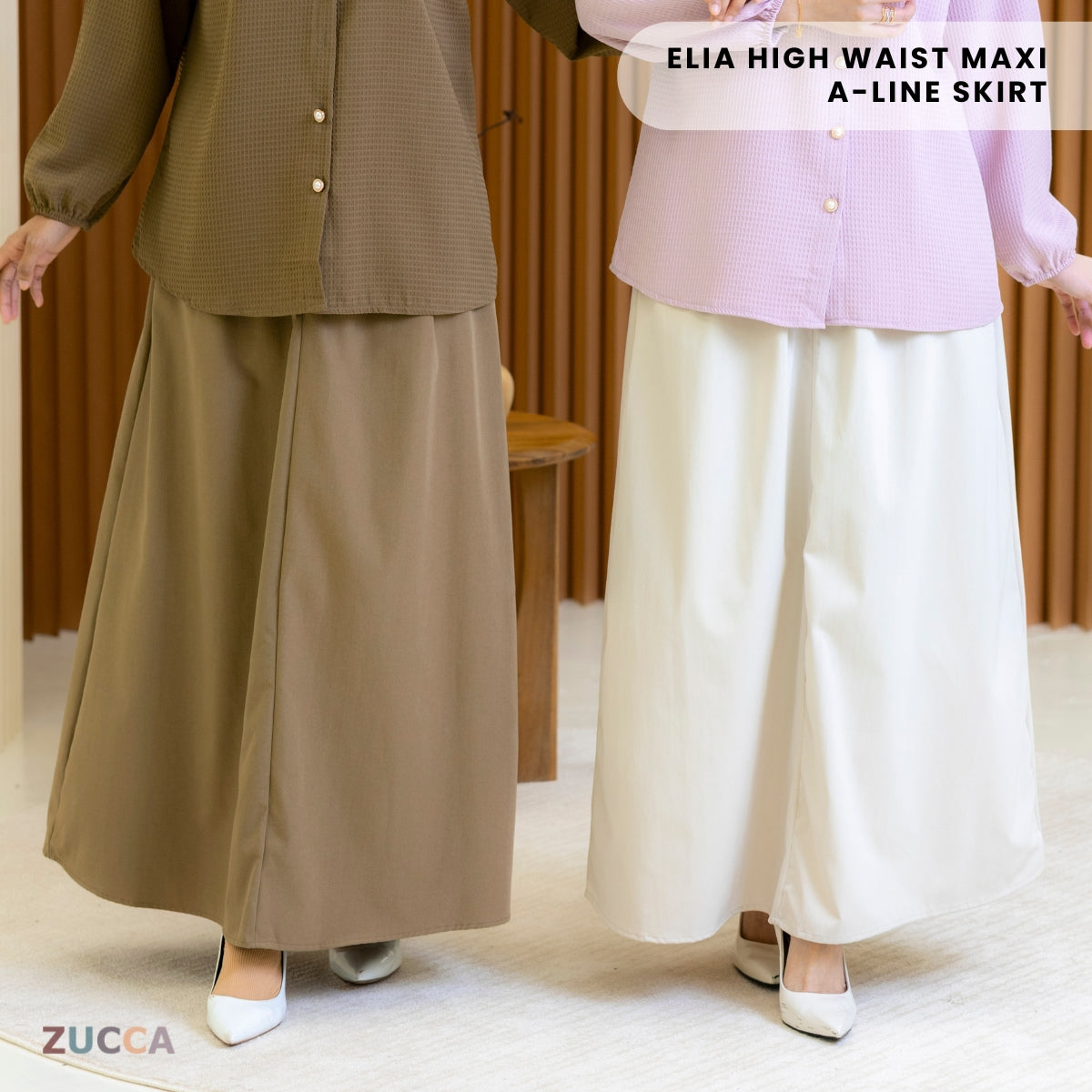 ZUCCA ELIA HIGH WAIST MAXI A-LINE SKIRT - DM223