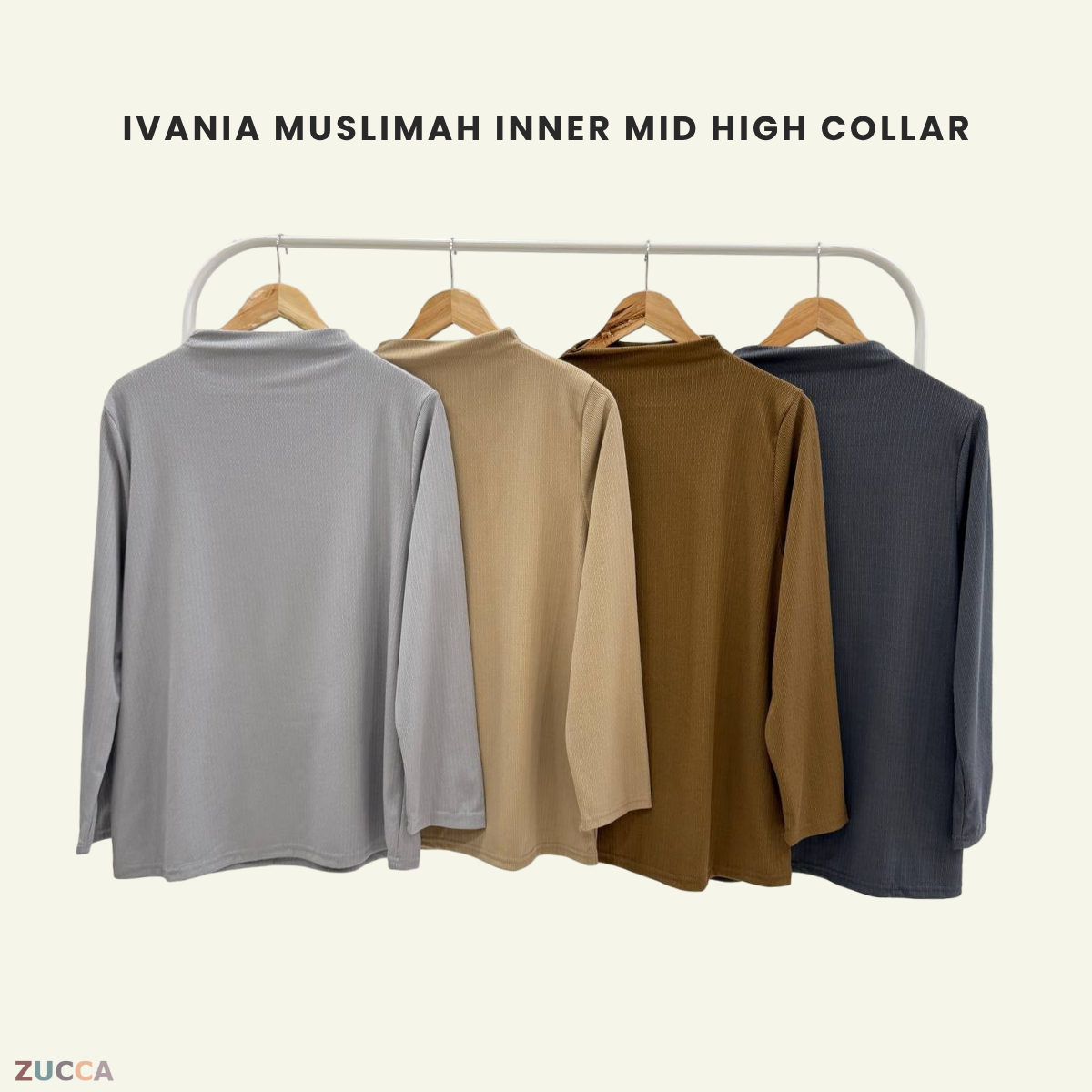 ZUCCA IVANIA COTTON RIB MID HIGH COLLAR BLOUSE- DM224