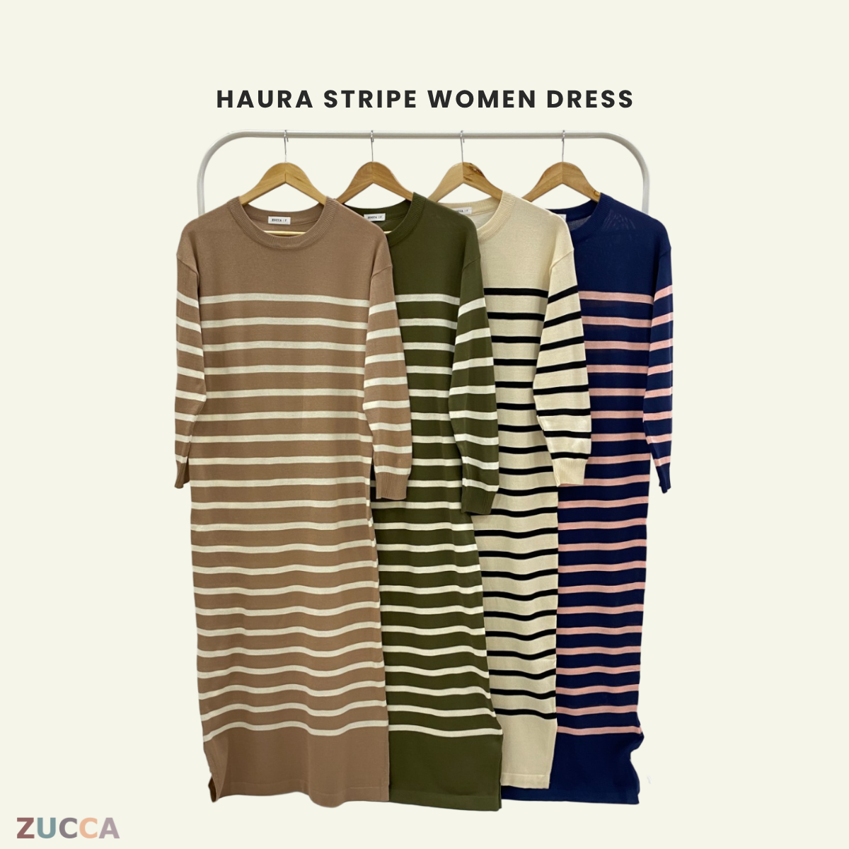ZUCCA HAURA KNITWEAR DRESS STRIPE WOMEN - DM226 KOREAN STYLE