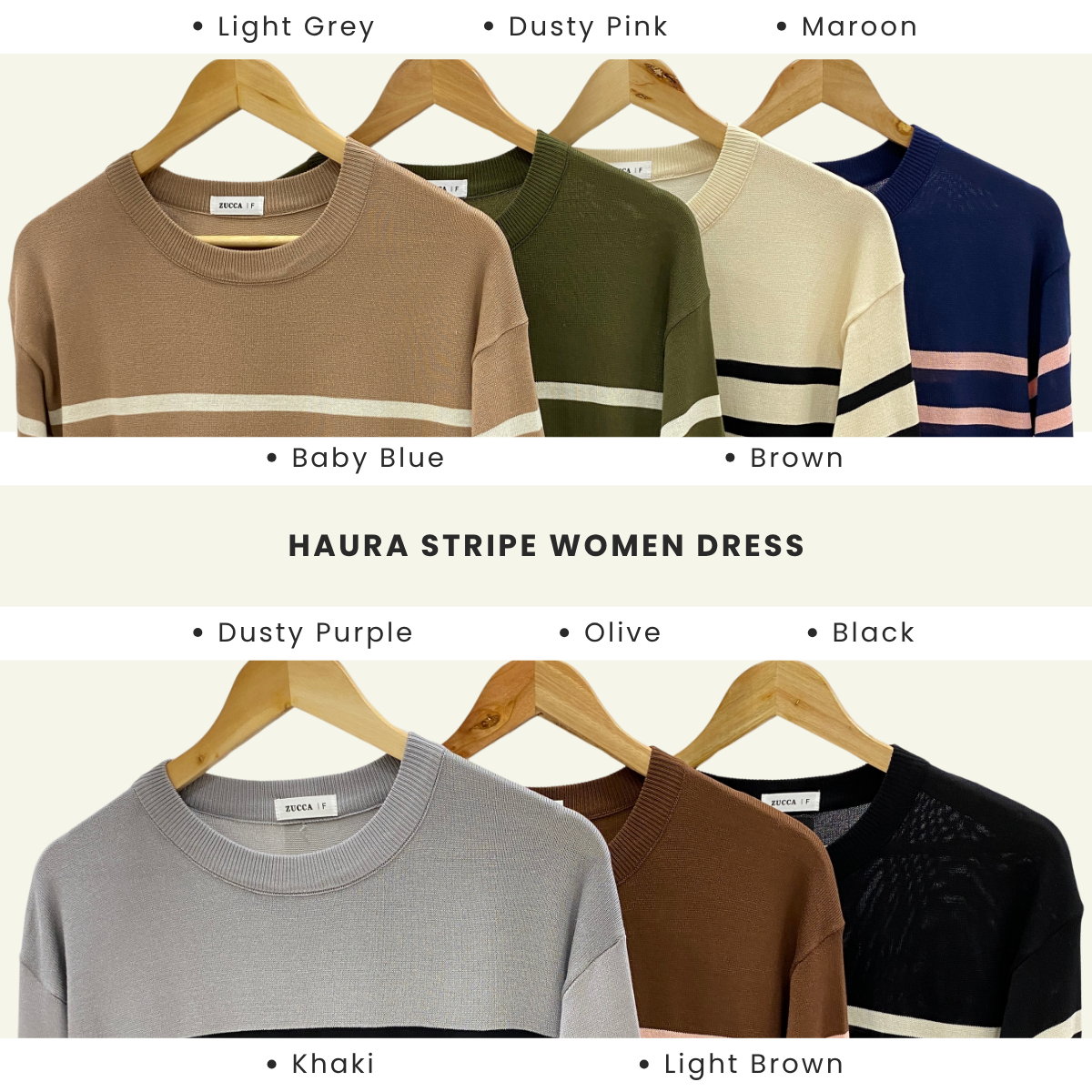 ZUCCA HAURA KNITWEAR DRESS STRIPE WOMEN - DM226 KOREAN STYLE