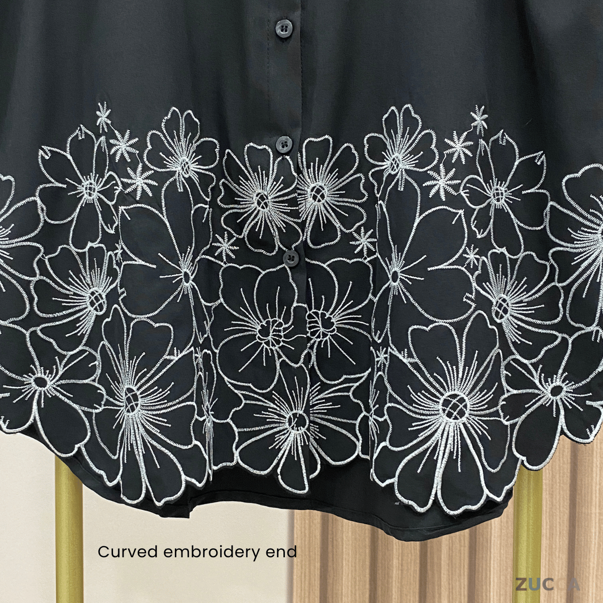ZUCCA RUNI FLOWER EMBROIDERY WITH FULL BUTTON BLOUSE - DM231