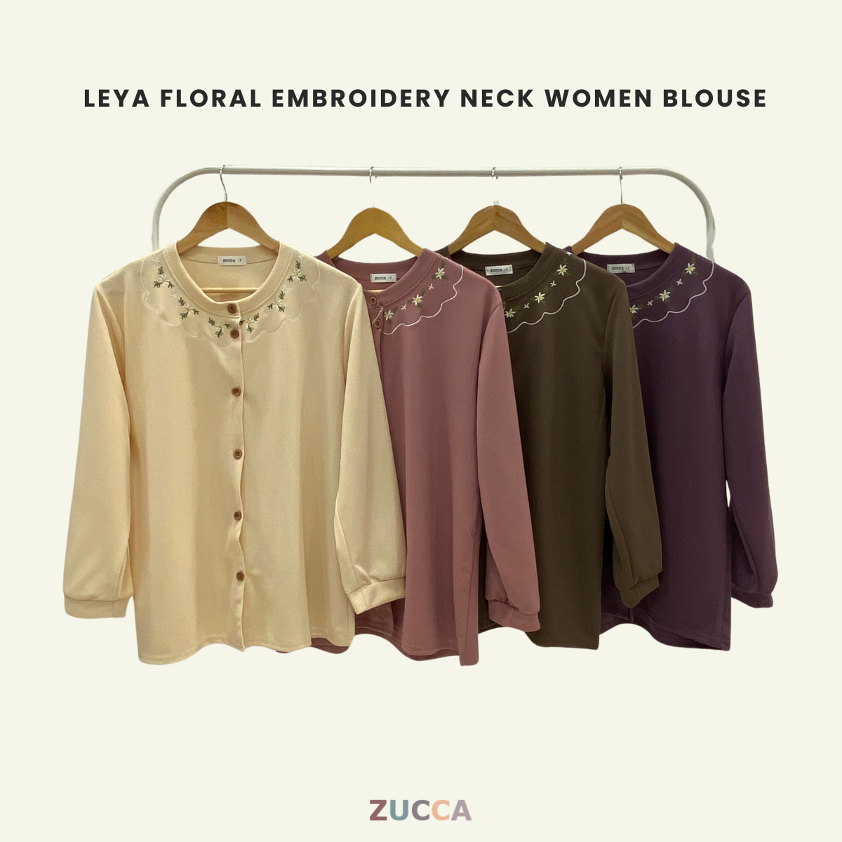 Leya Floral Embroidery Neck Women Blouse - DM233