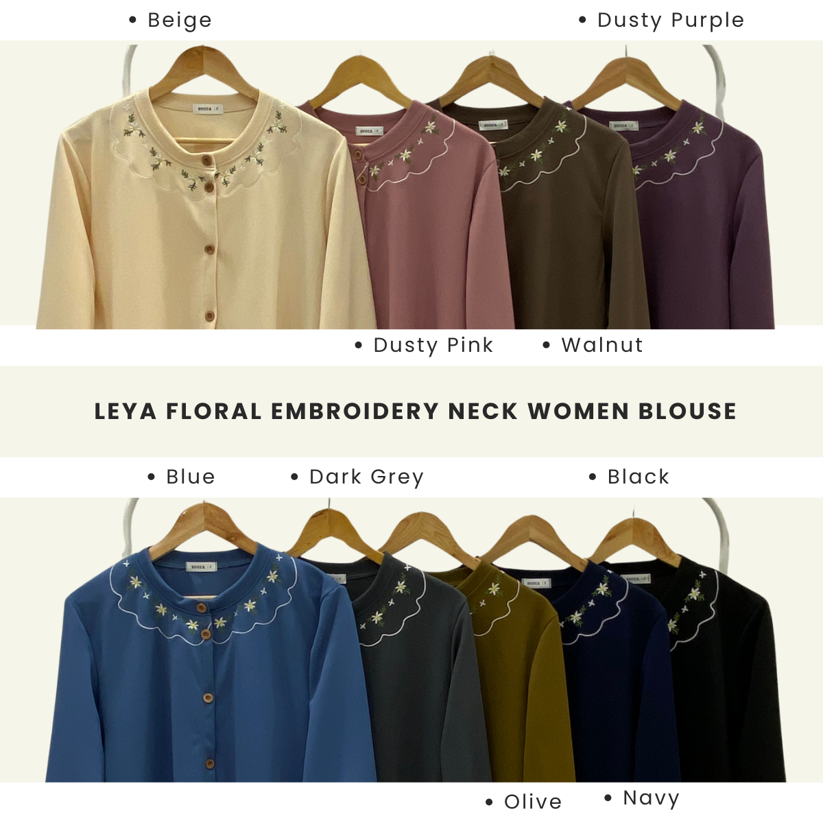 Leya Floral Embroidery Neck Women Blouse - DM233