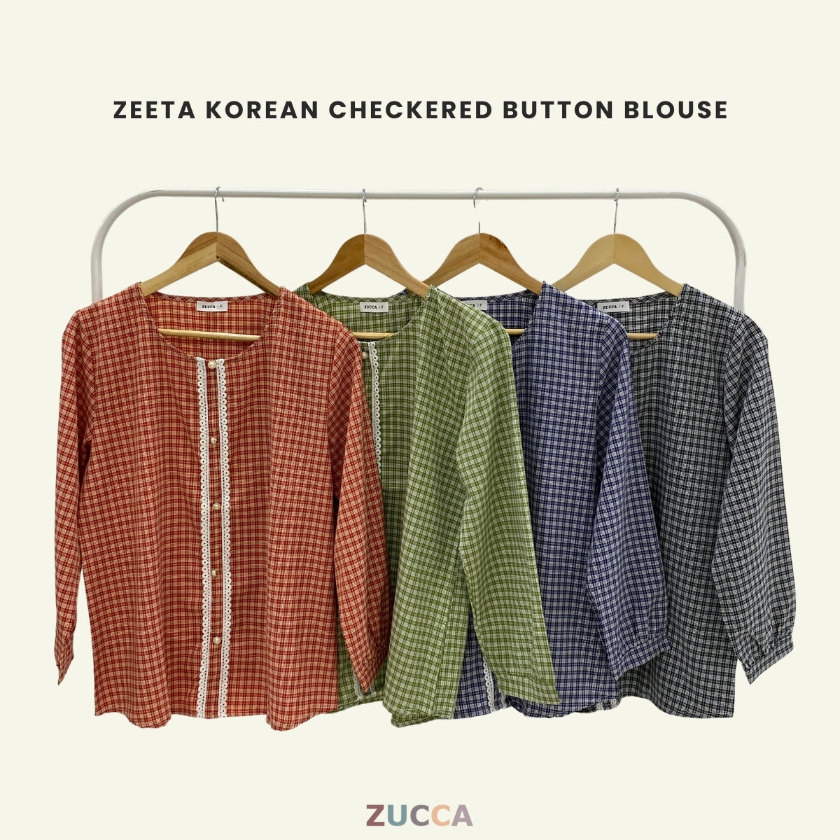 ZUCCA ZEETA KOREAN CHECKERED BUTTON BLOUSE - DM238