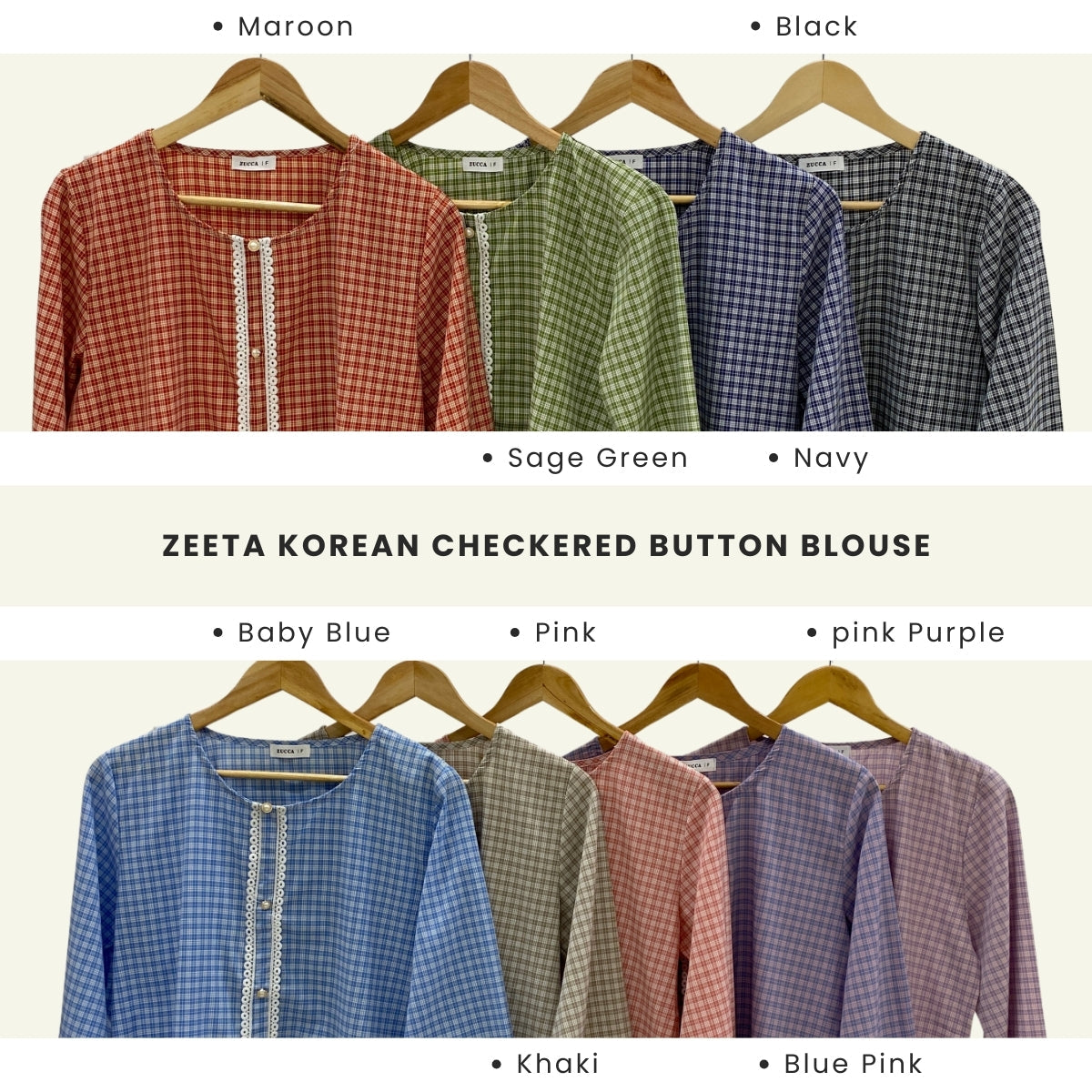 ZUCCA ZEETA KOREAN CHECKERED BUTTON BLOUSE - DM238