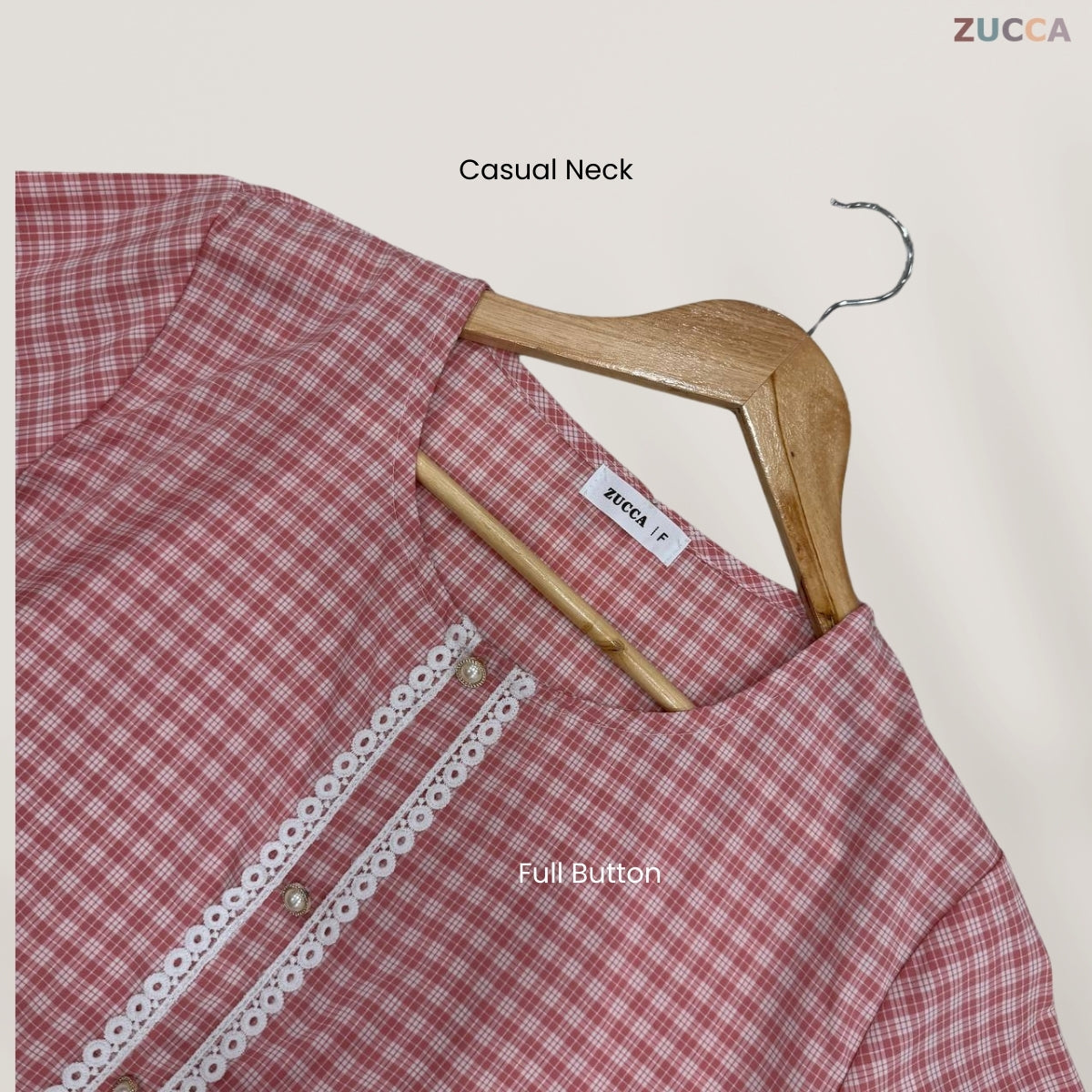 ZUCCA ZEETA KOREAN CHECKERED BUTTON BLOUSE - DM238