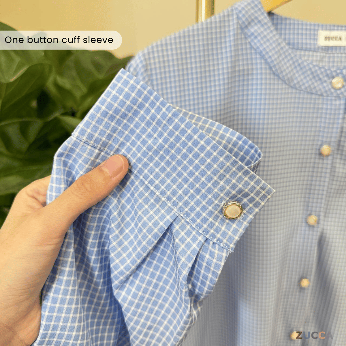 ZUCCA AVELIA GINGHAM CHECKER LONG BLOUSE - DM245 BAJU WANITA