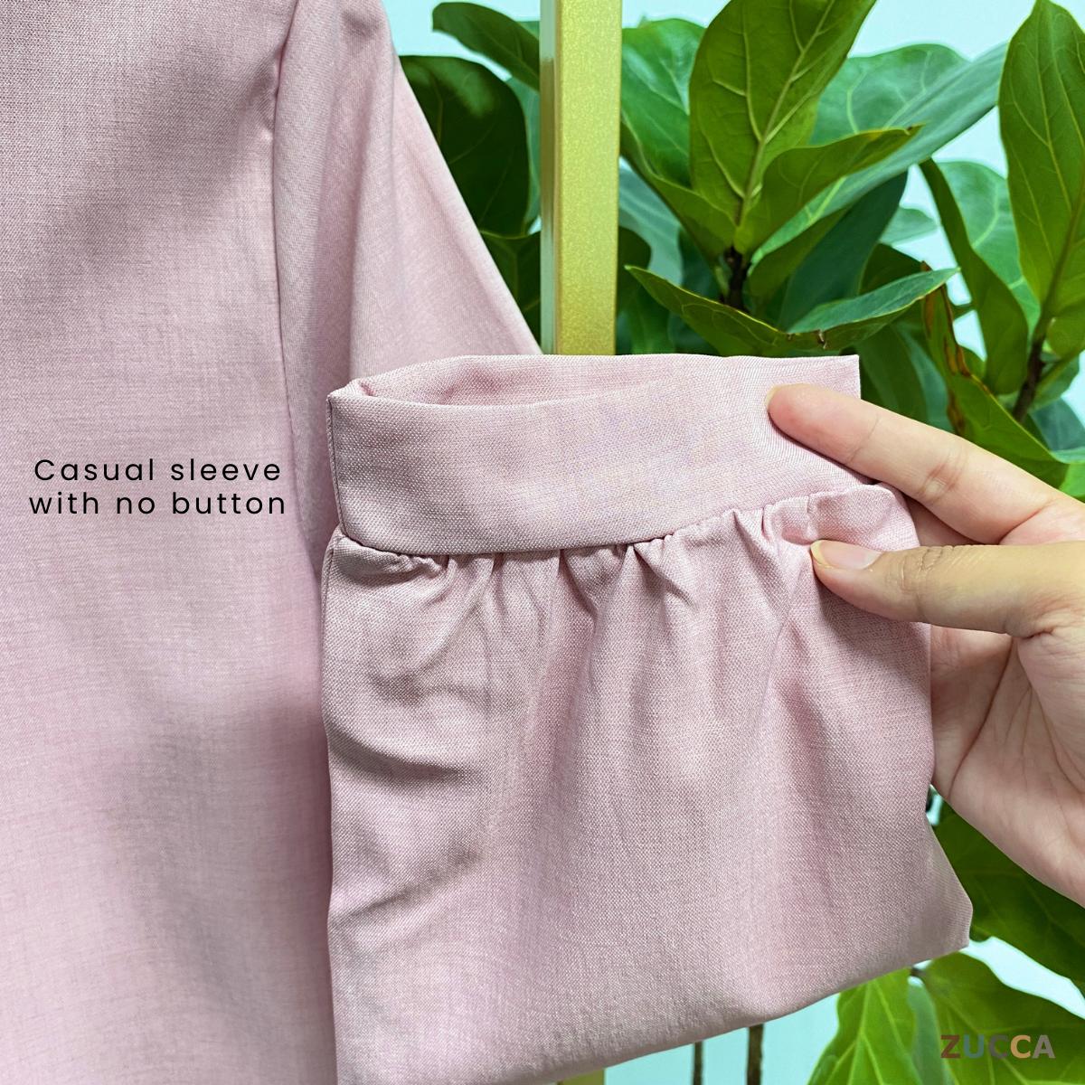 ZUCCA ANDRA KEMEJA KASUAL WANITA LEHER V TANPA CORAK - DM247